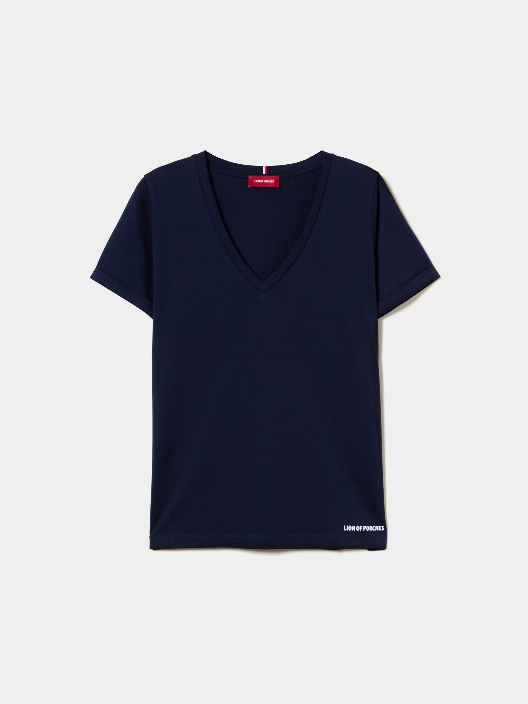 T-shirt de algodão decote em V