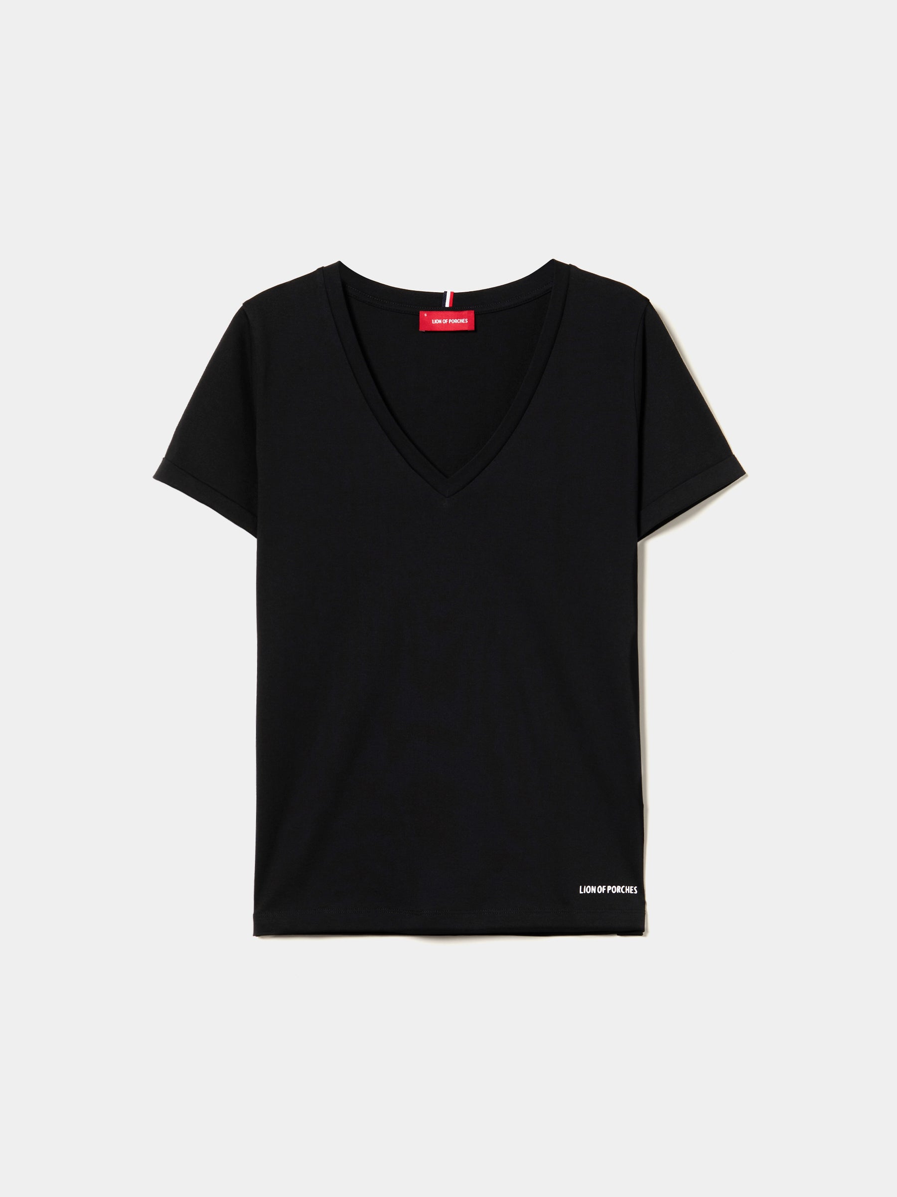T-shirt de algodão decote em V