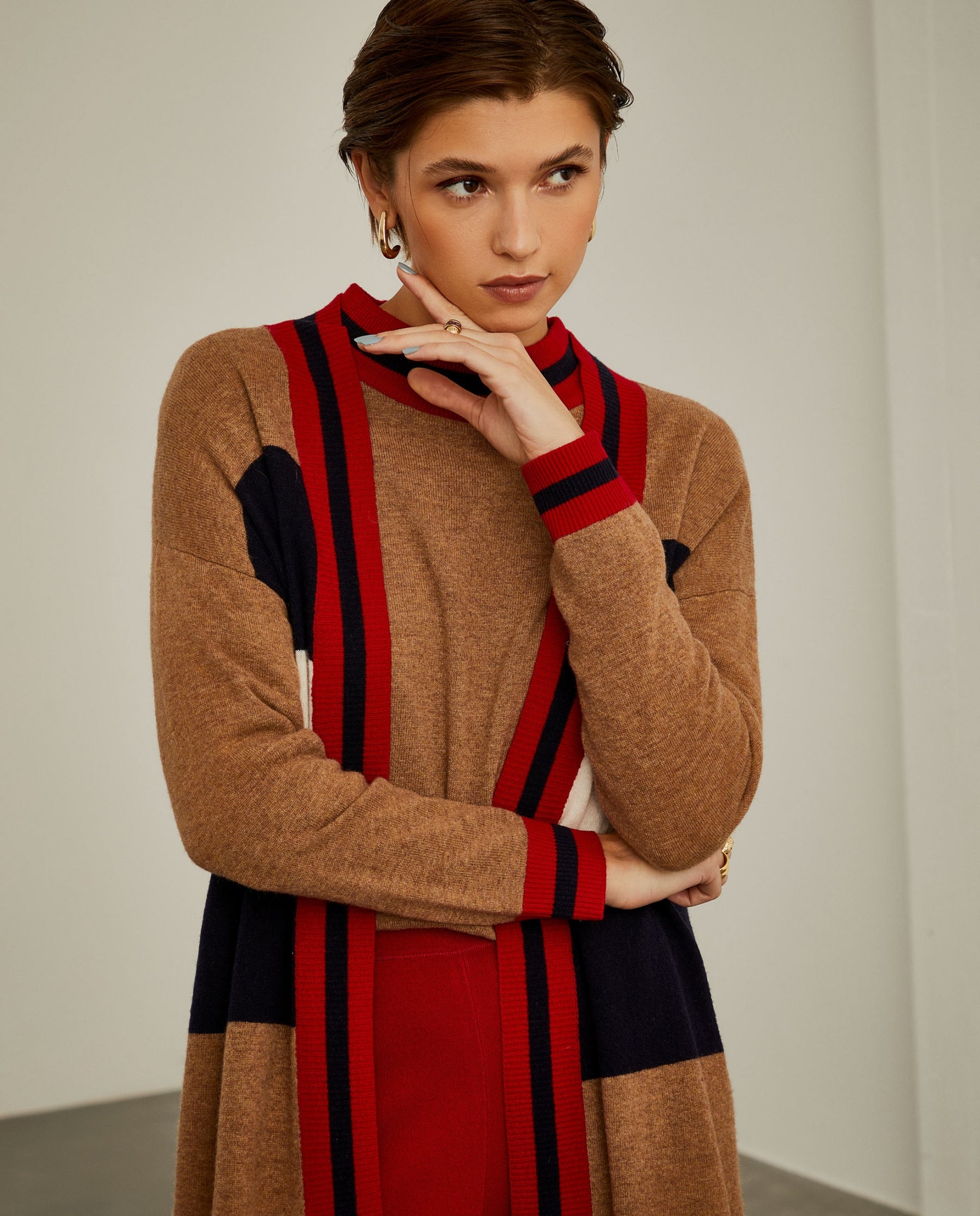Cardigan comprido às riscas