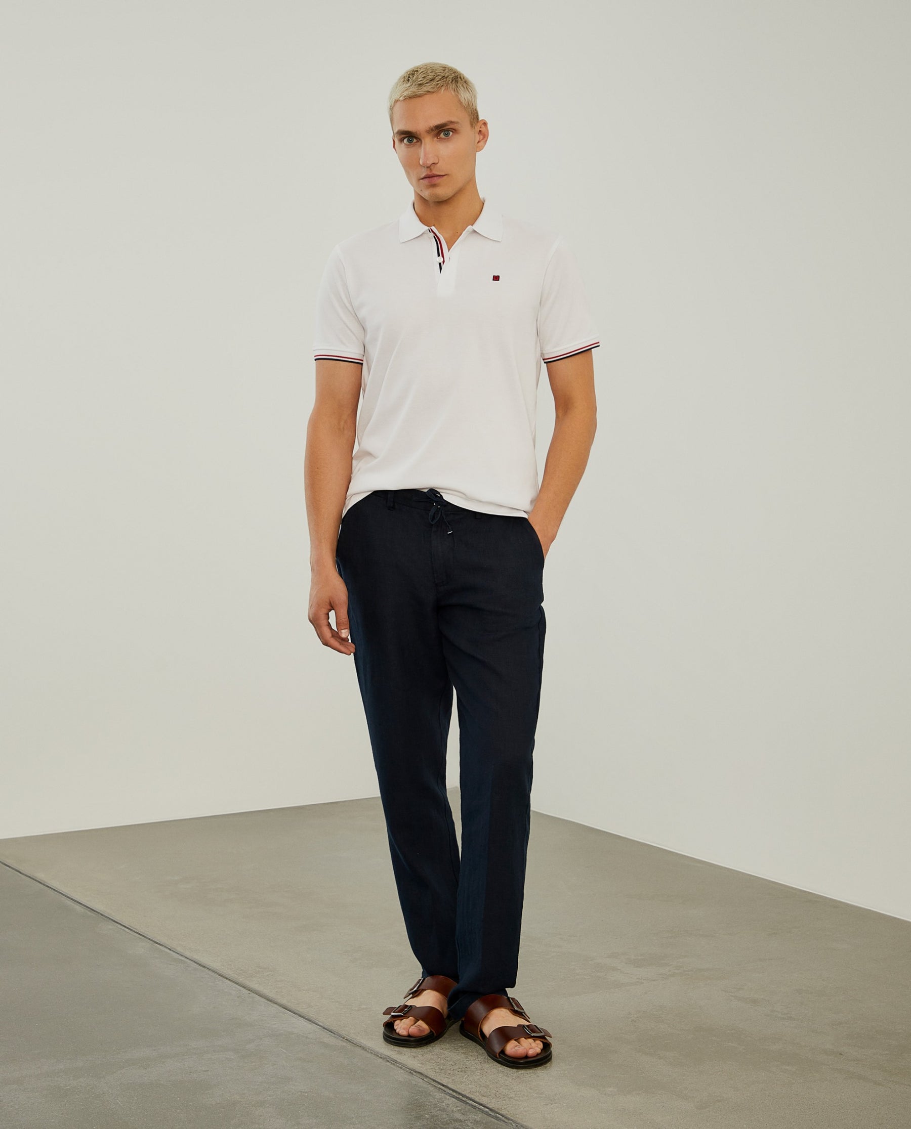 Polo piqué slim fit em algodão