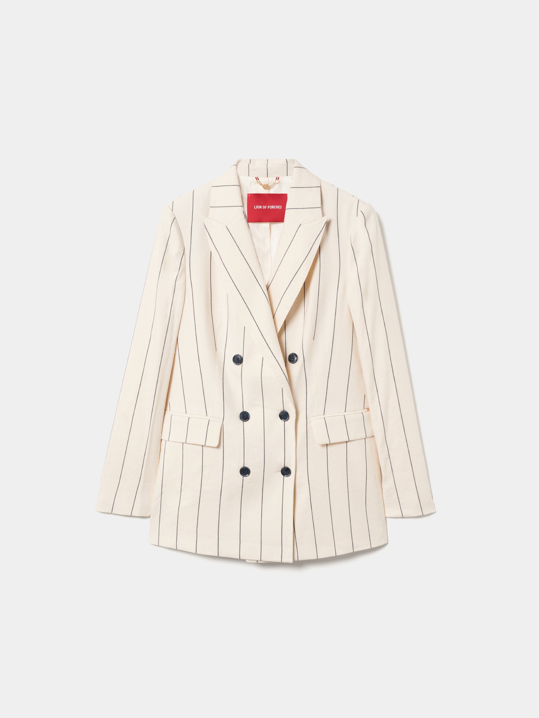Blazer de trespasse às riscas com linho