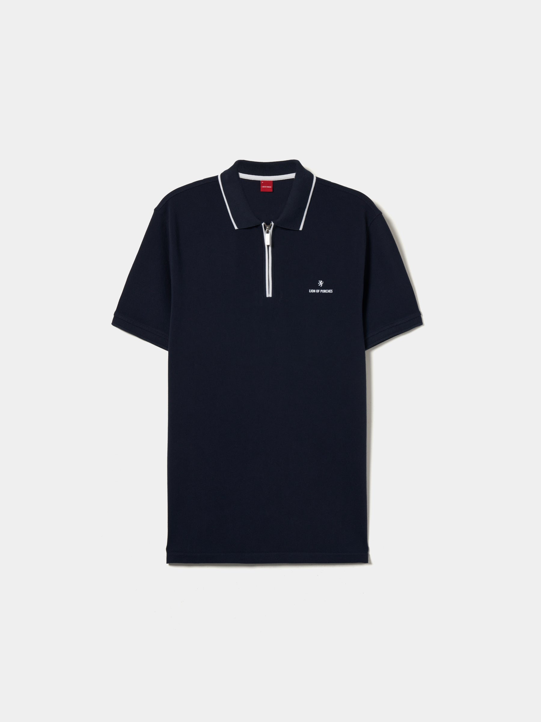 Polo piqué bicolor com fecho