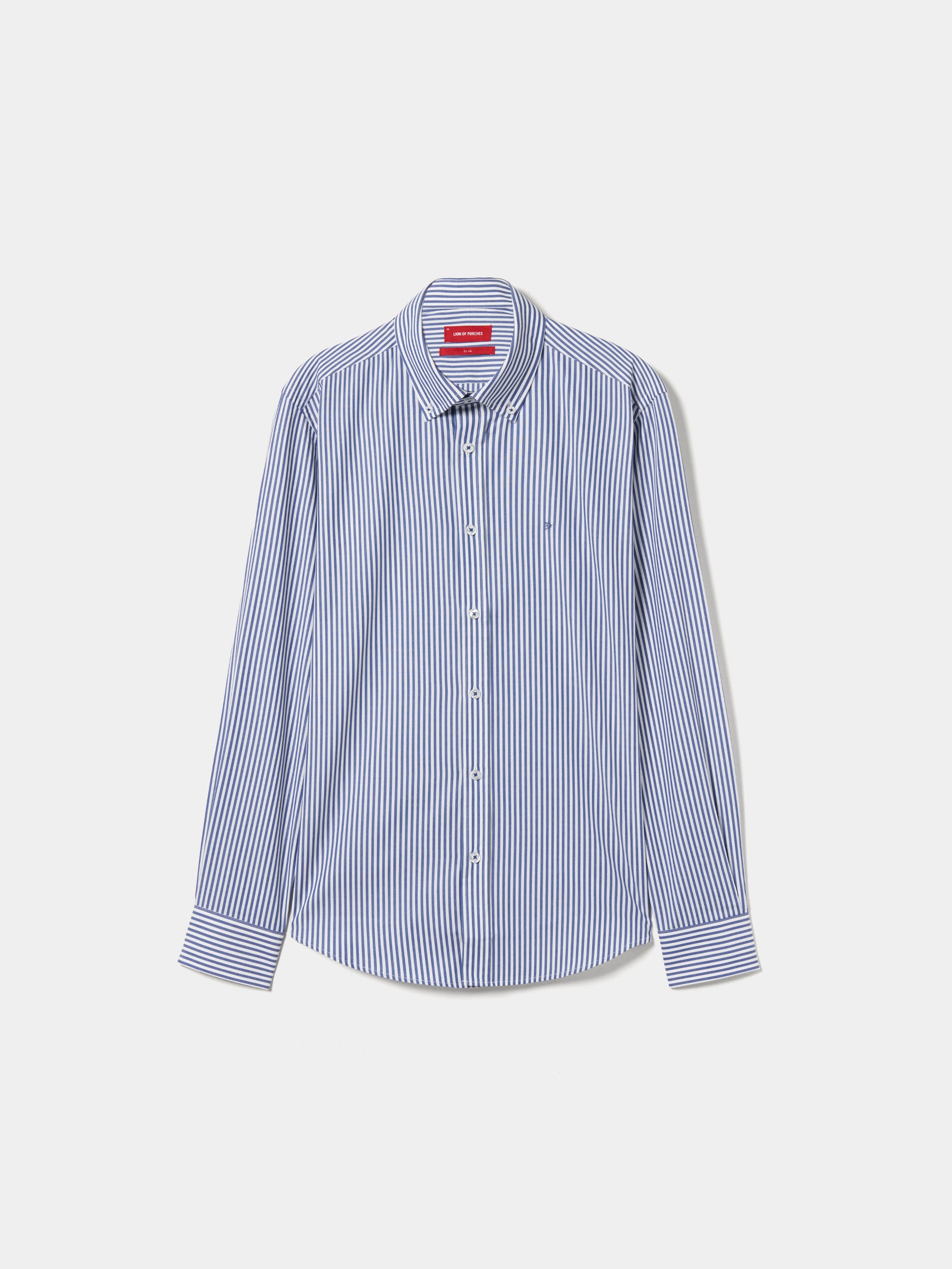 Camisa regular fit às riscas de algodão