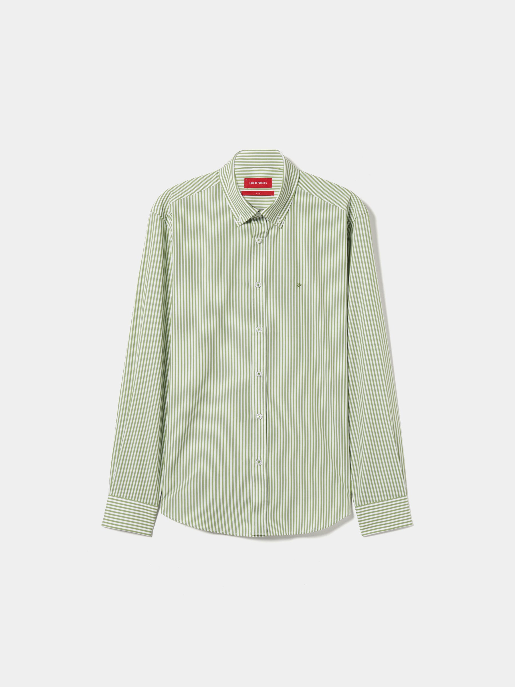 Camisa regular fit às riscas de algodão