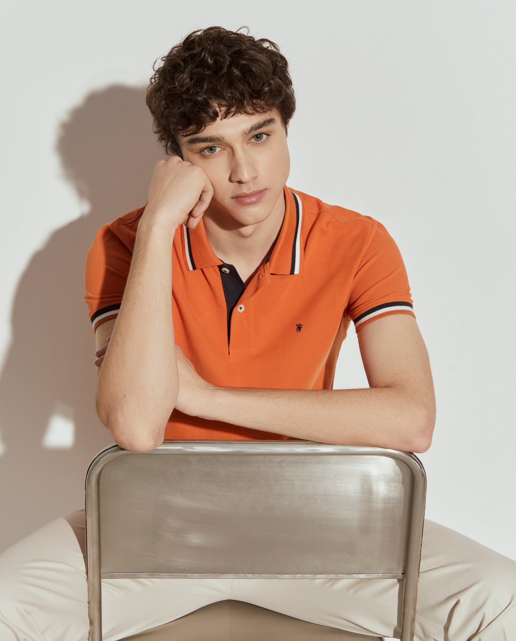 Polo piqué slim fit em algodão
