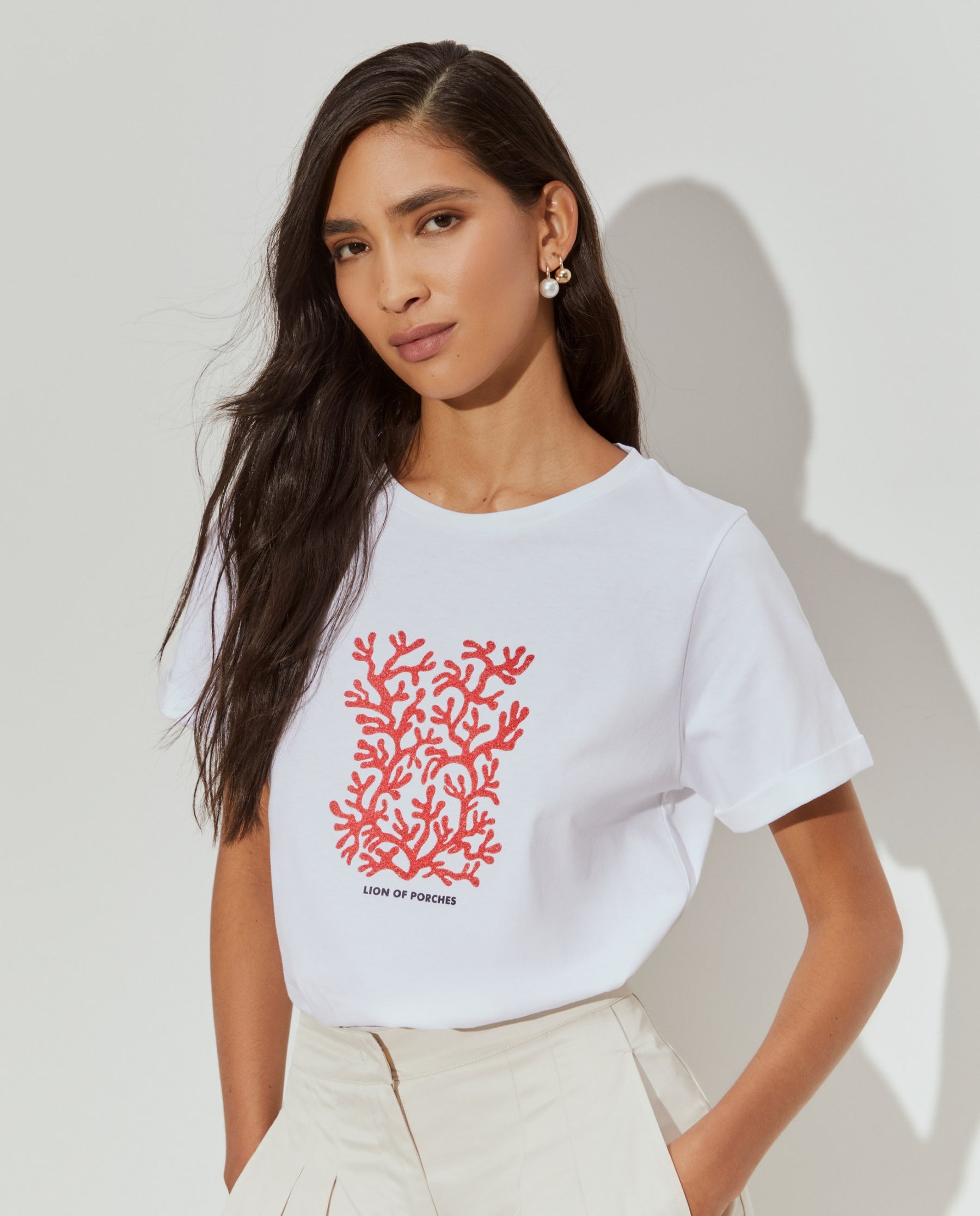 T-shirt estampada de algodão