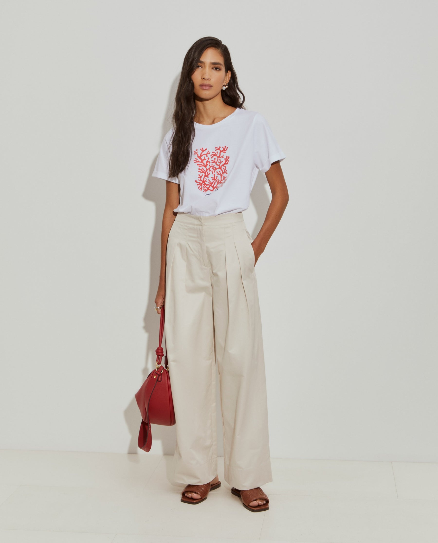 T-shirt estampada de algodão
