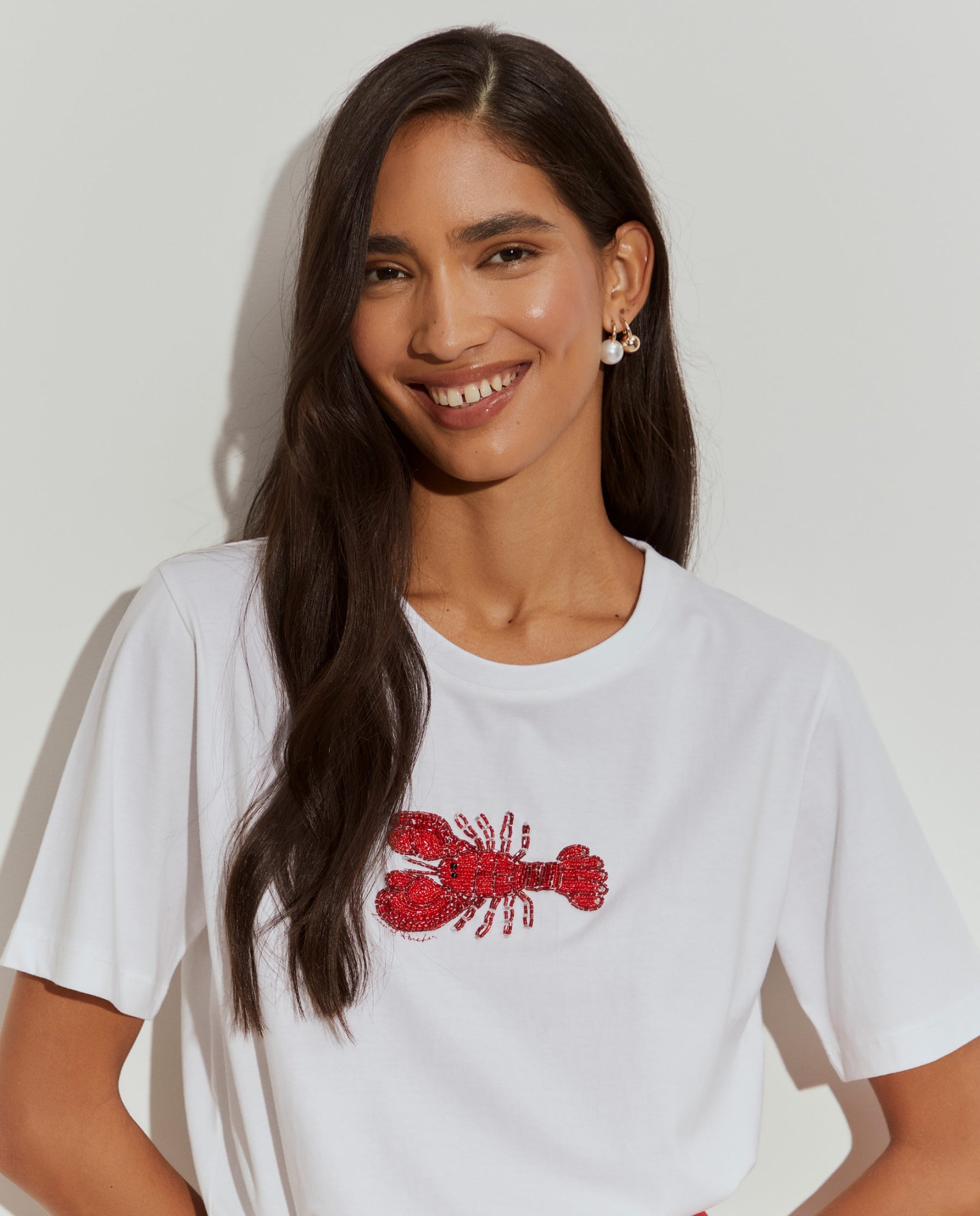 T-shirt de algodão com lagosta