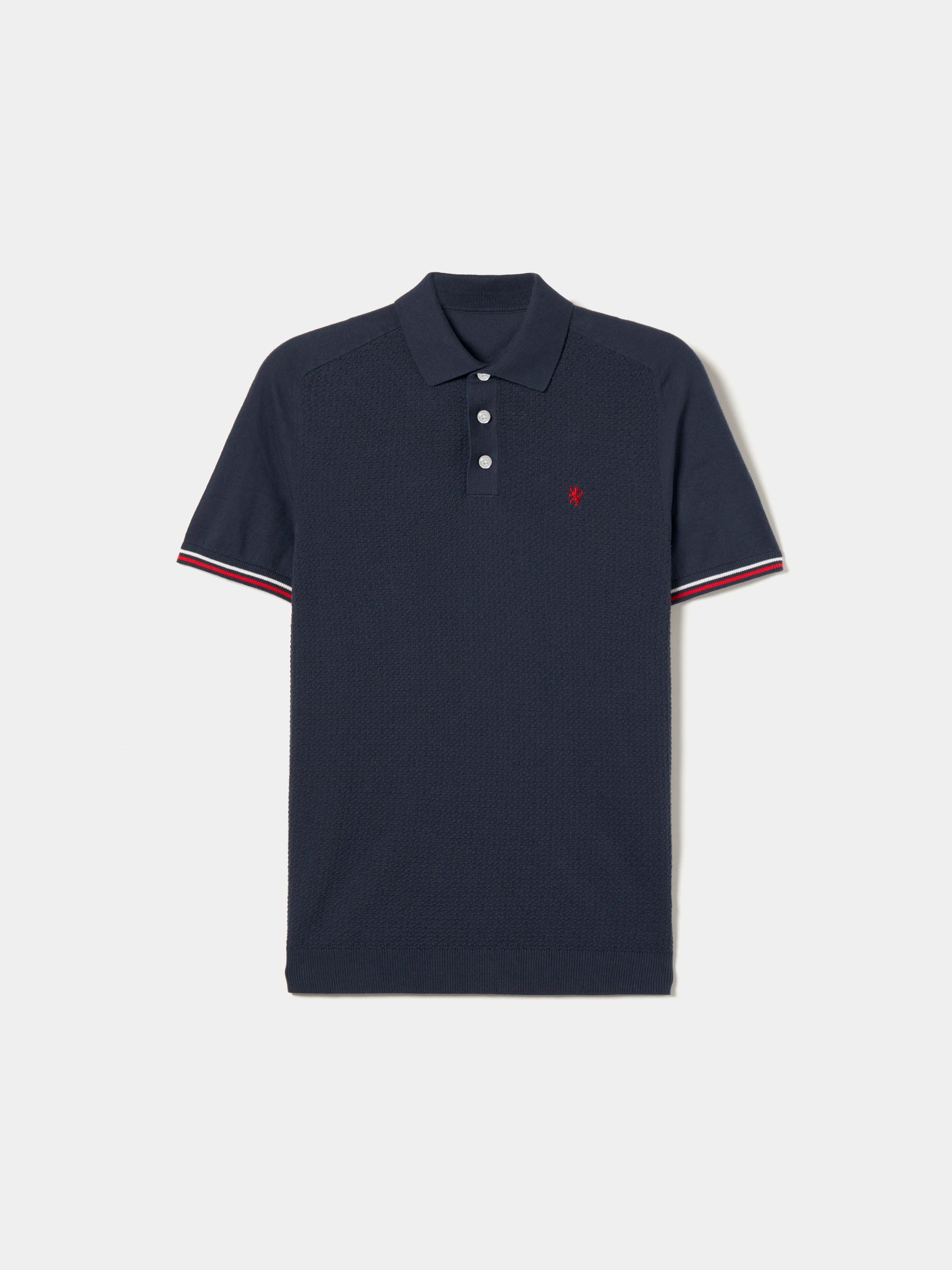 Polo malha texturizada em algodão