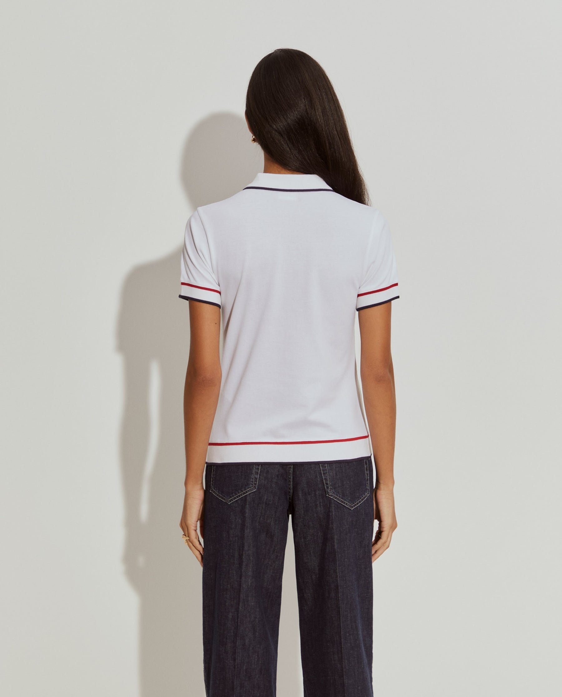Polo de algodão com riscas