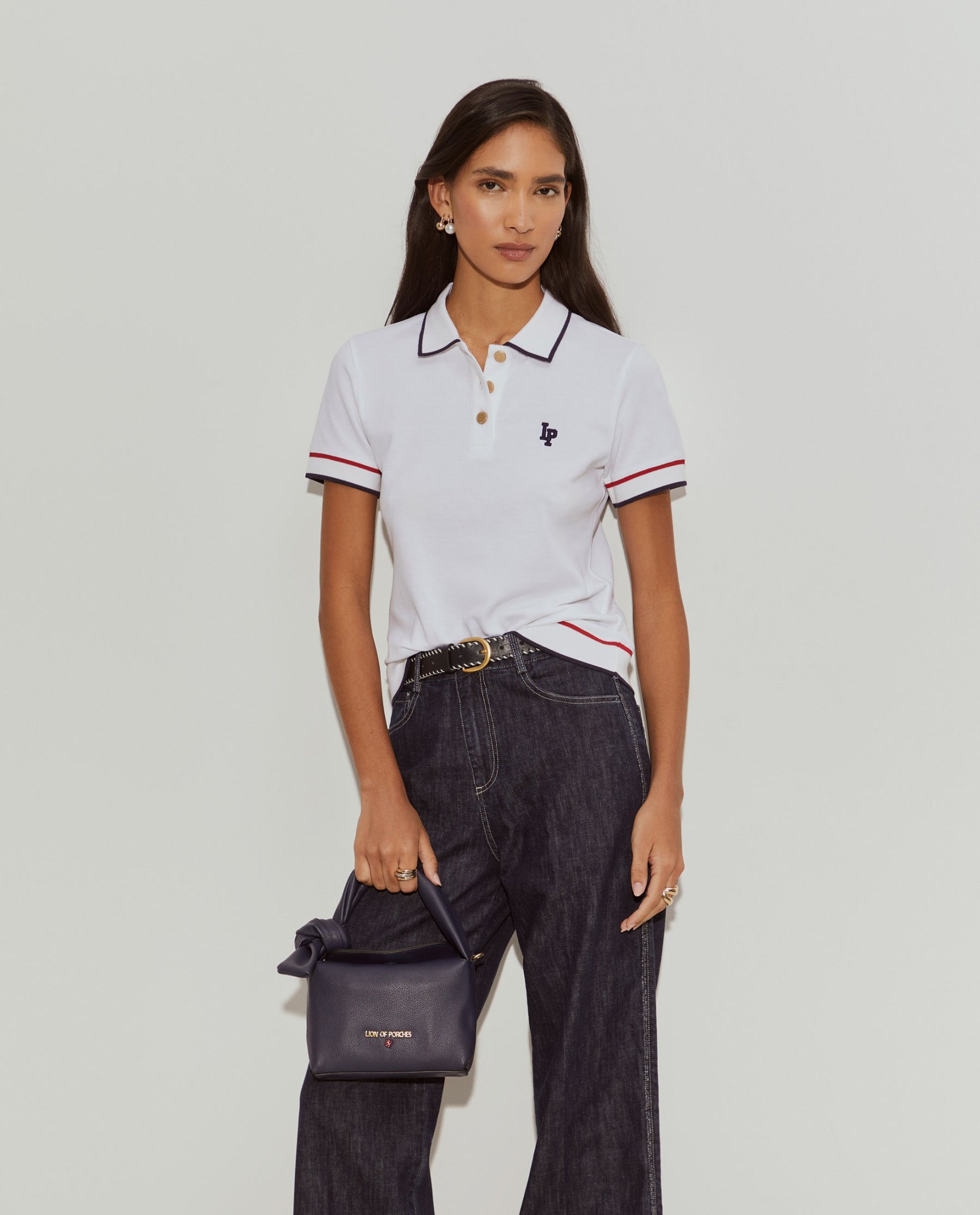 Polo de algodão com riscas