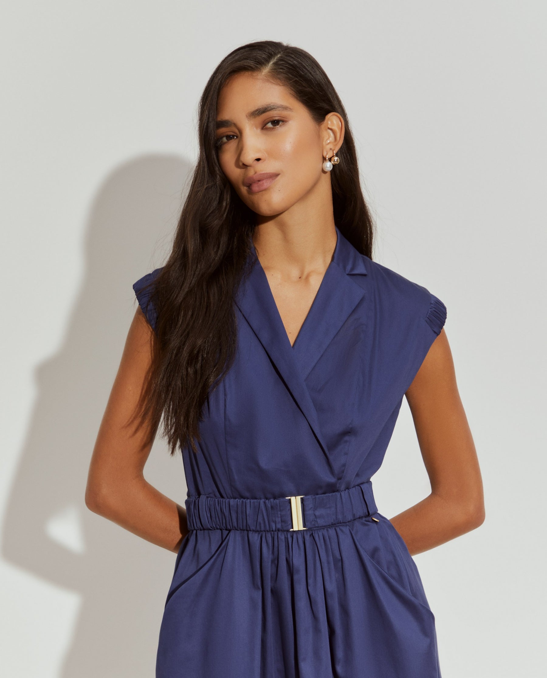 Vestido comprido de trespasse