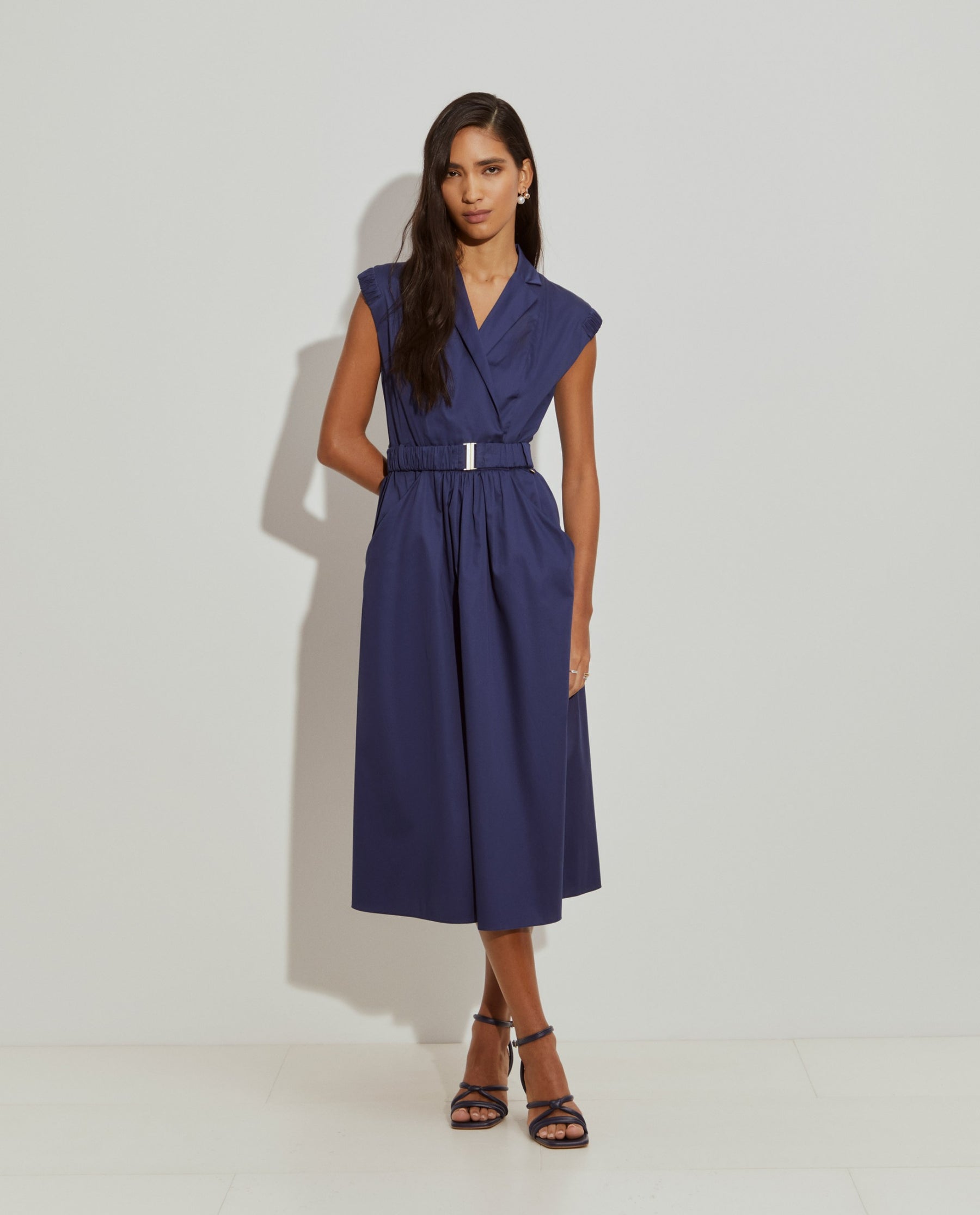 Vestido comprido de trespasse