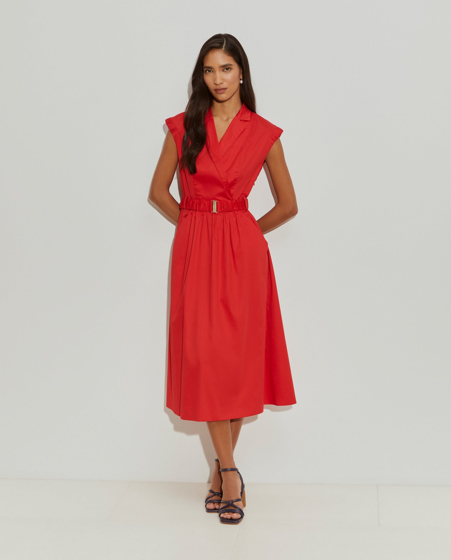 Vestido comprido de trespasse