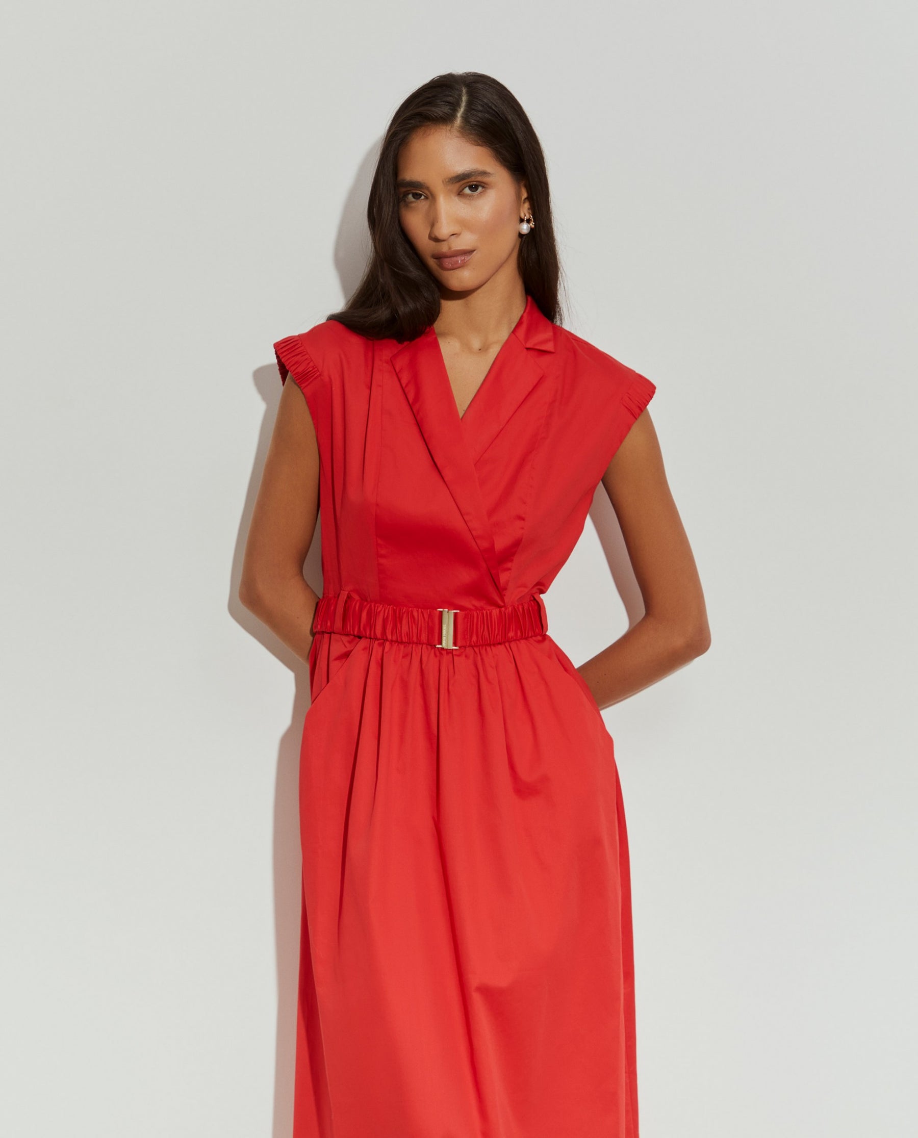 Vestido comprido de trespasse