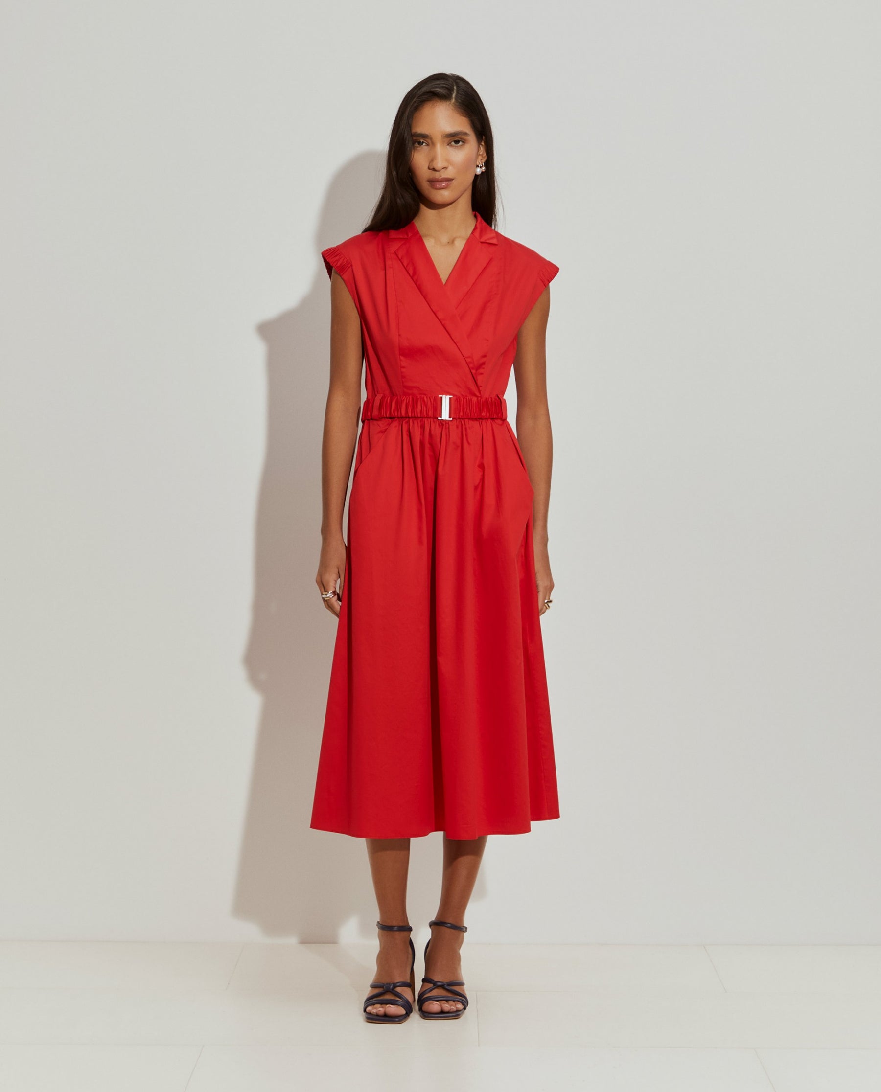 Vestido comprido de trespasse