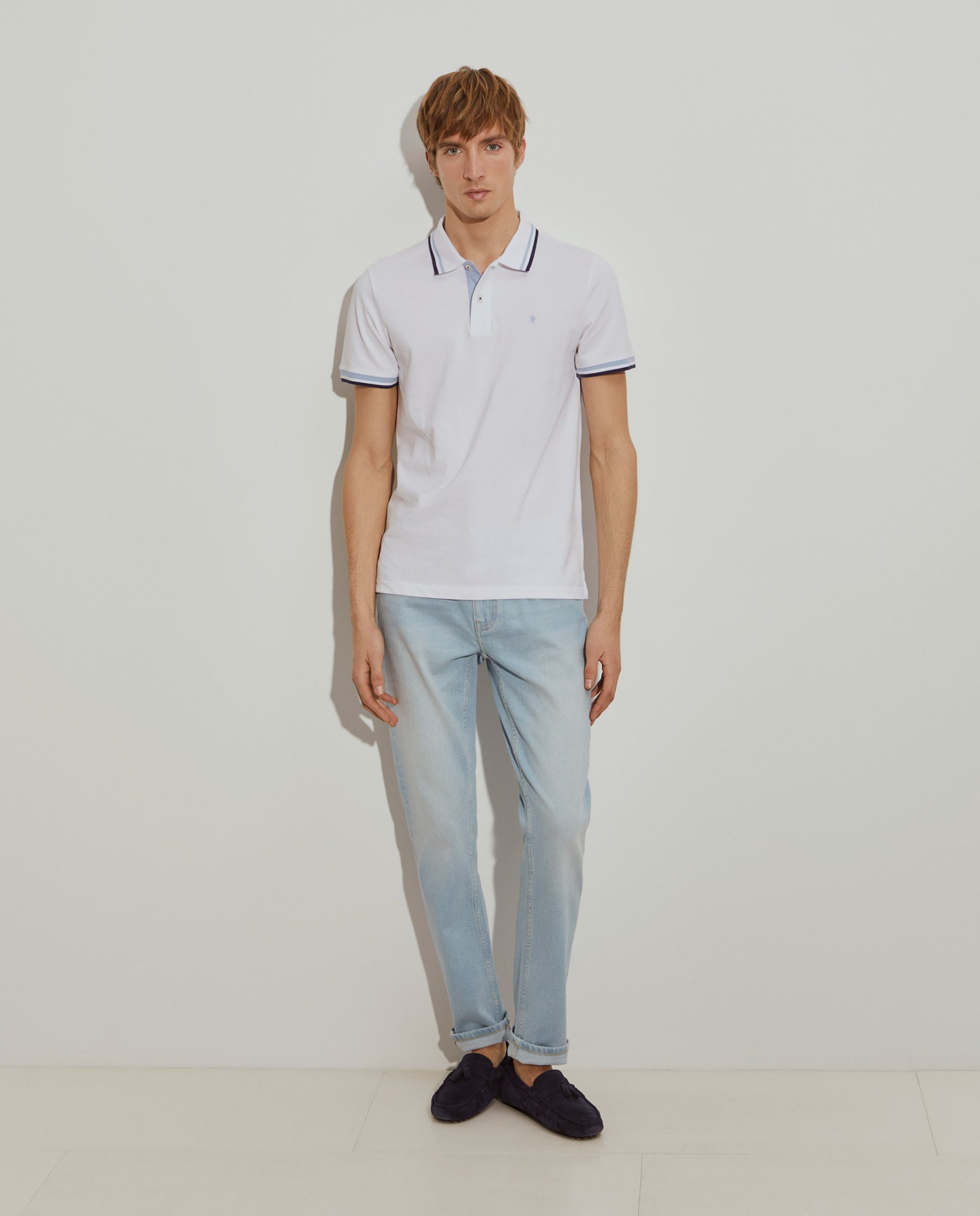 Polo piqué slim fit em algodão