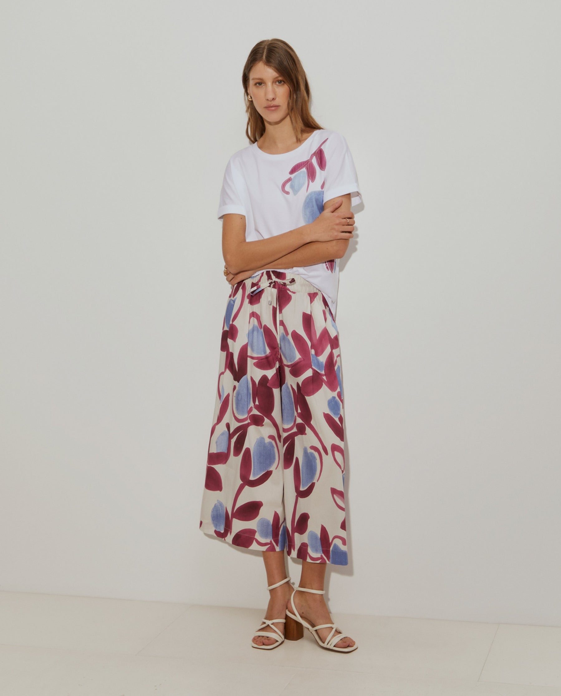 T-shirt de algodão estampada