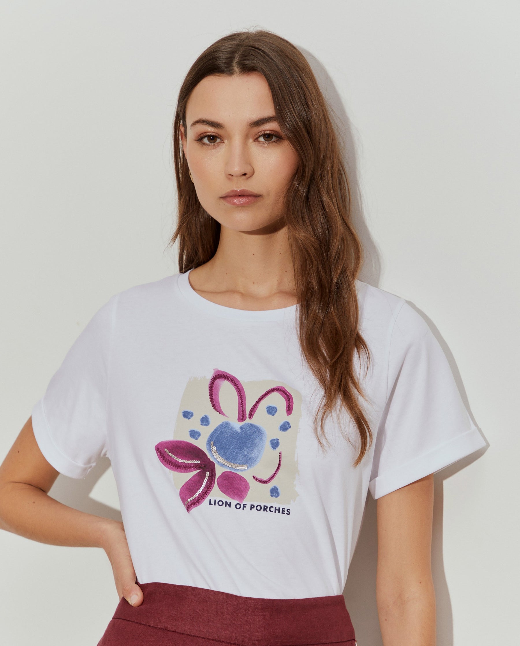 T-shirt de algodão com estampado