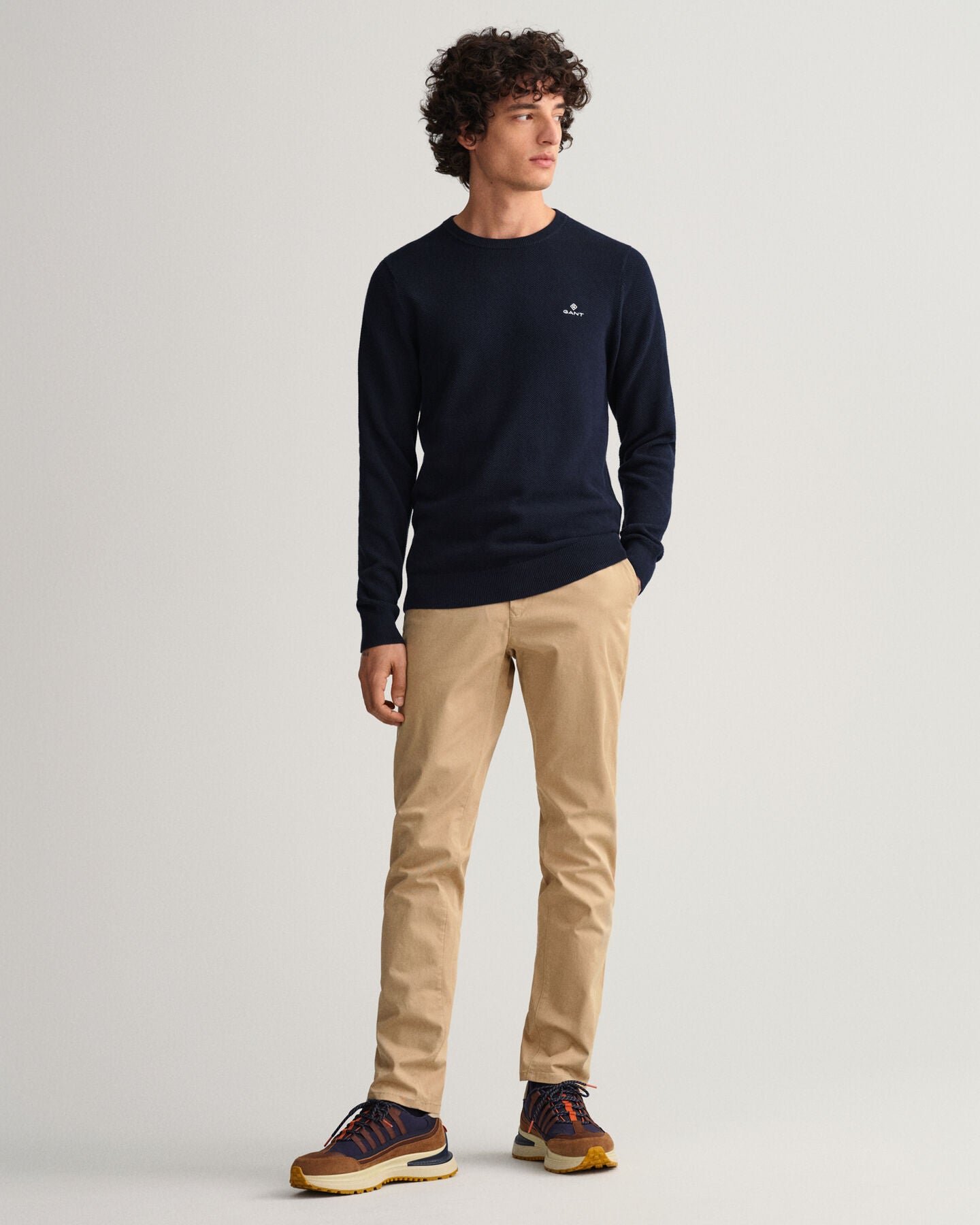 Calças chino em sarja slim fit Hallden
