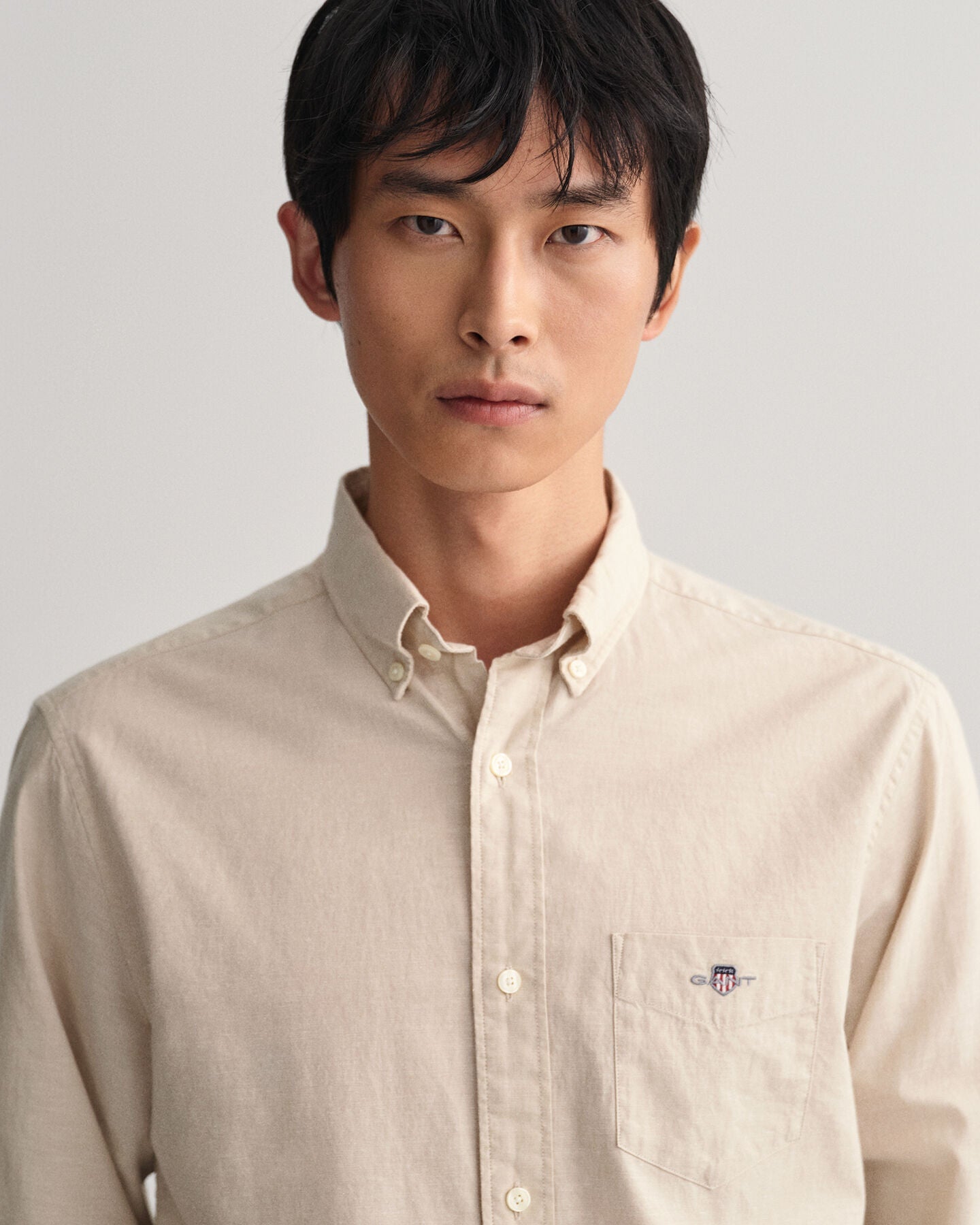 Camisa de linho e algodão regular fit