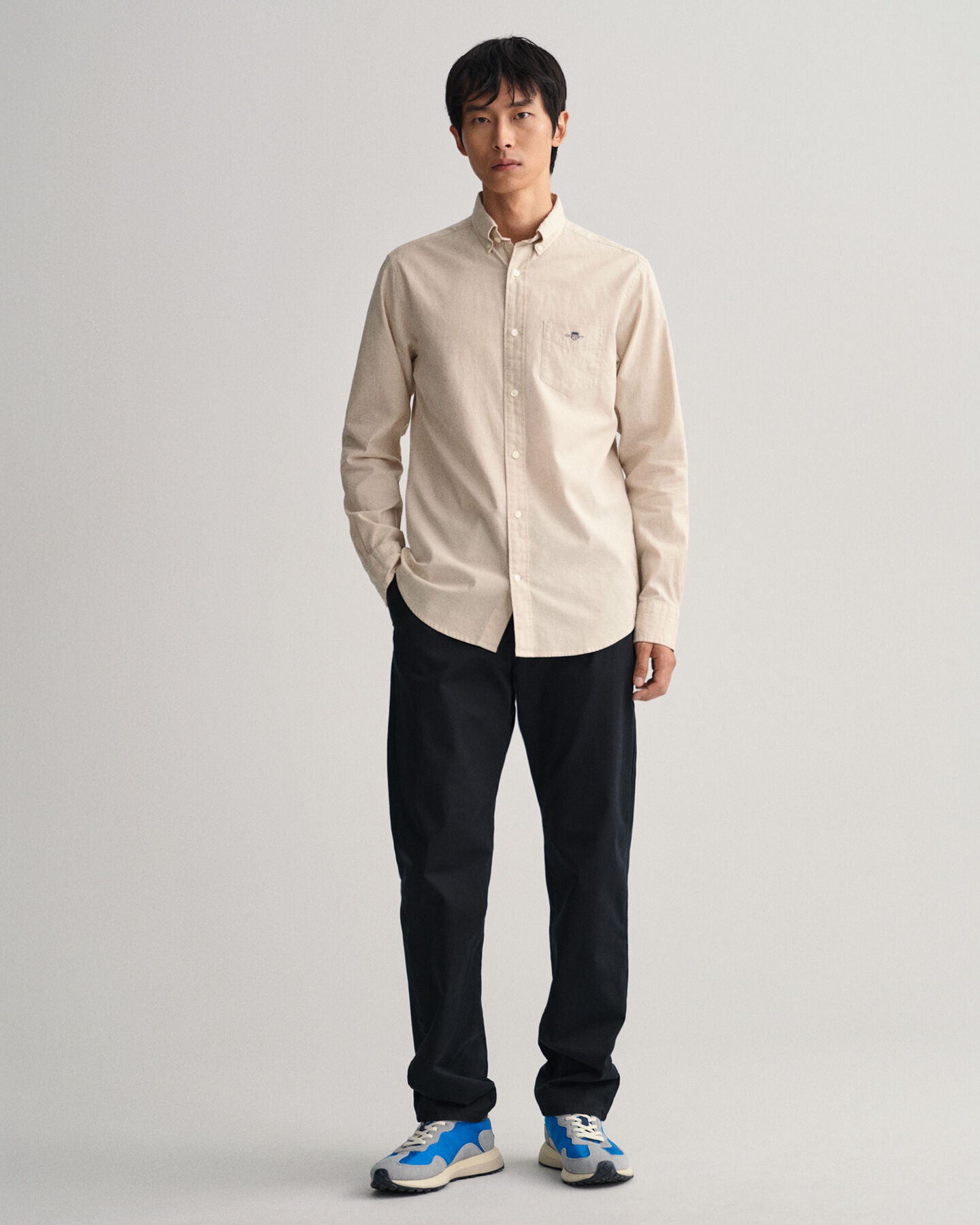 Camisa de linho e algodão regular fit