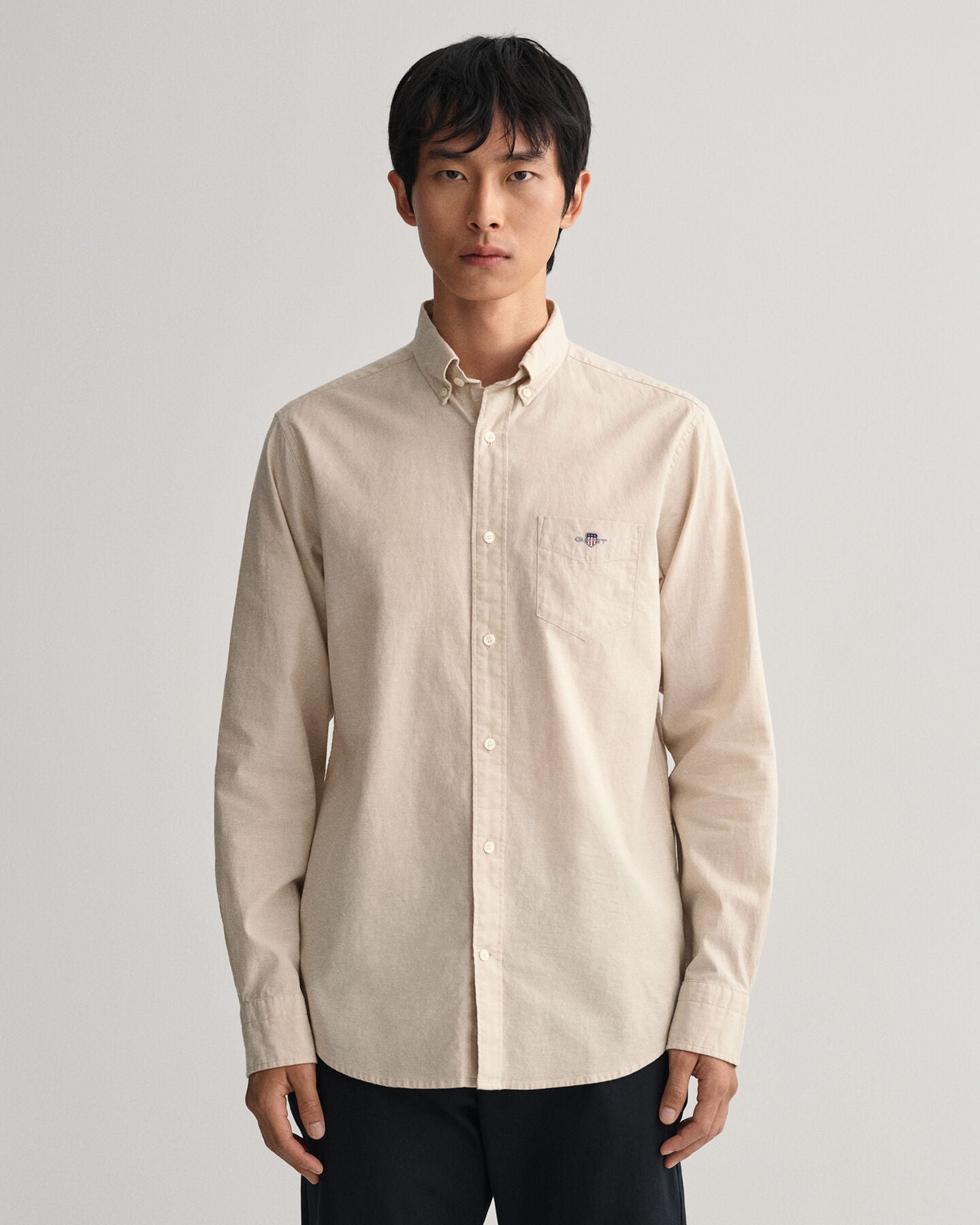 Camisa de linho e algodão regular fit