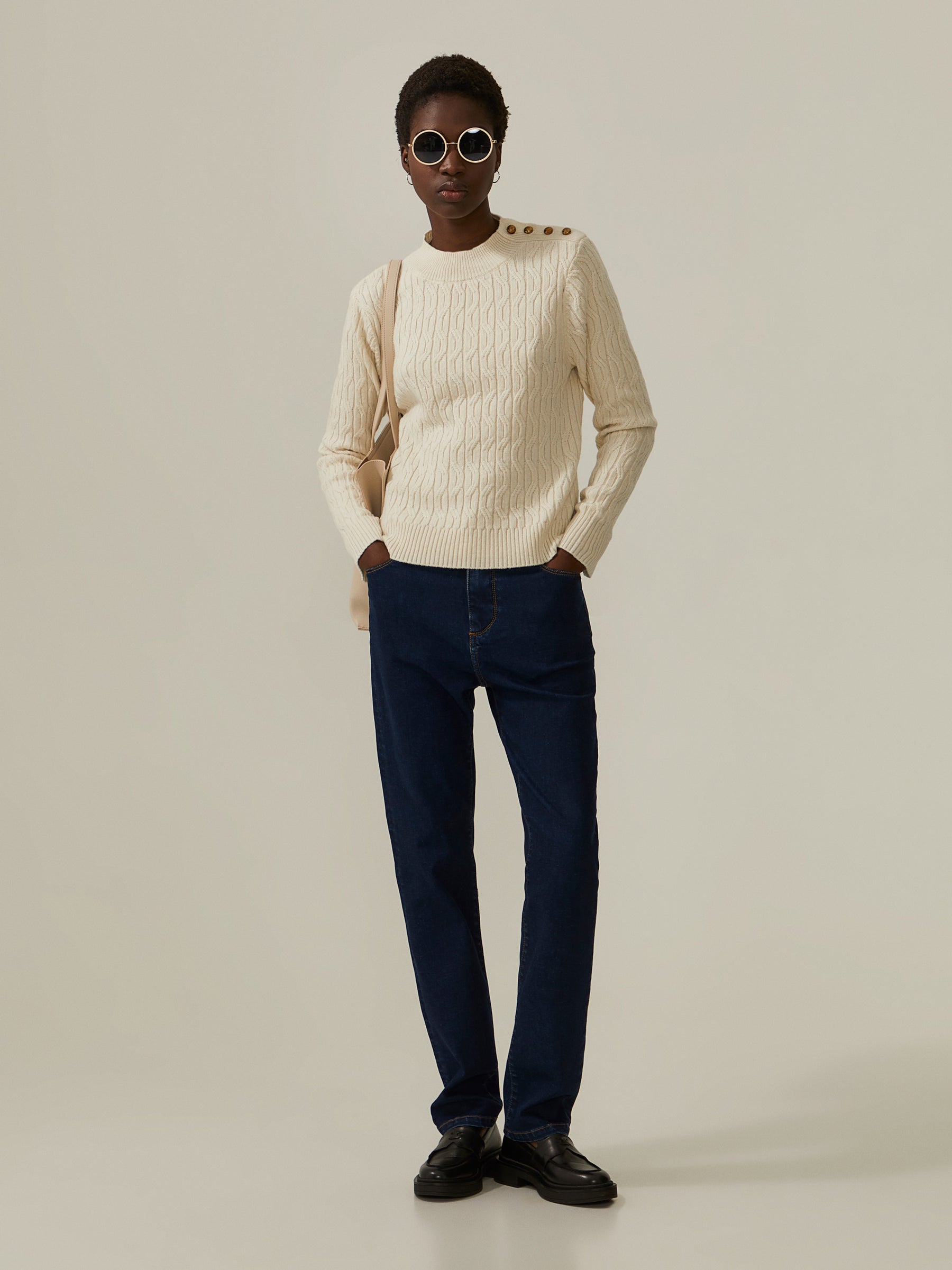 Camisola tricotada com lã merino e algodão orgânico