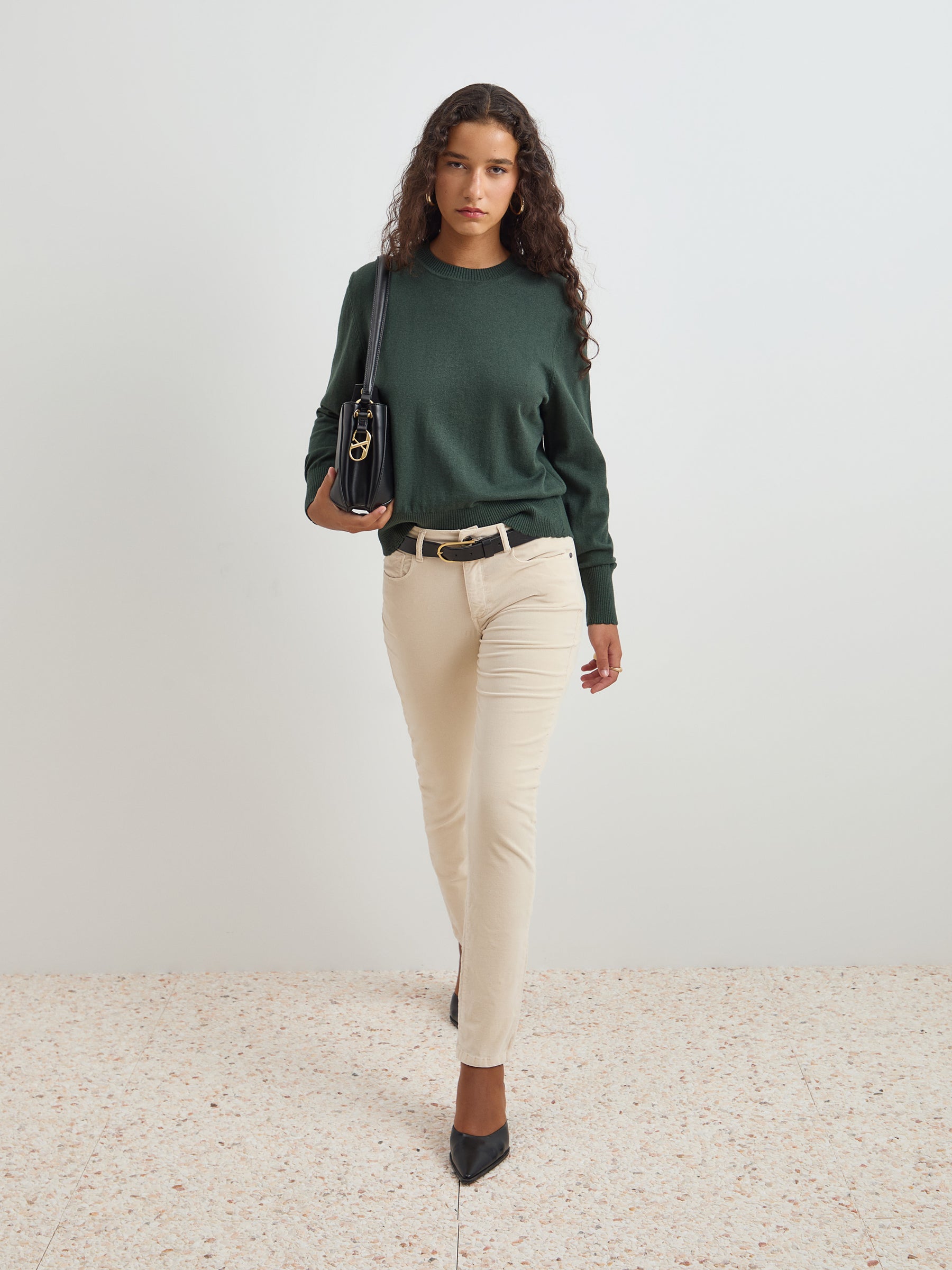 Camisola de malha em lã e algodão