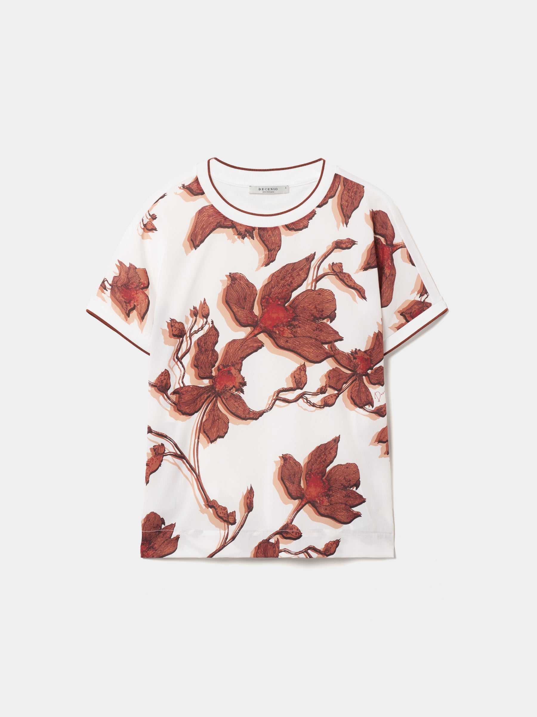 T-shirt manga curta padrão floral