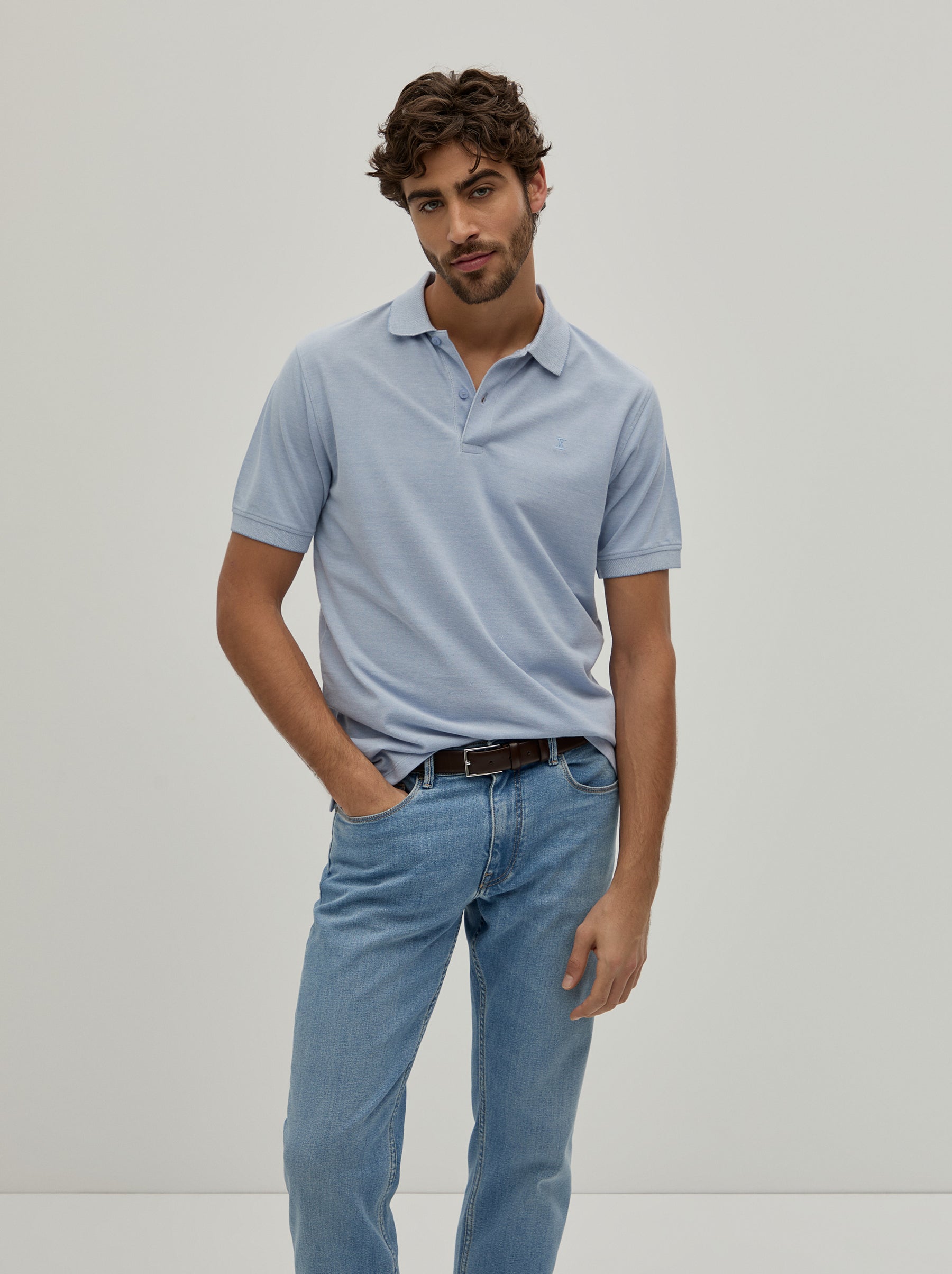 Polo piqué bicolor em algodão