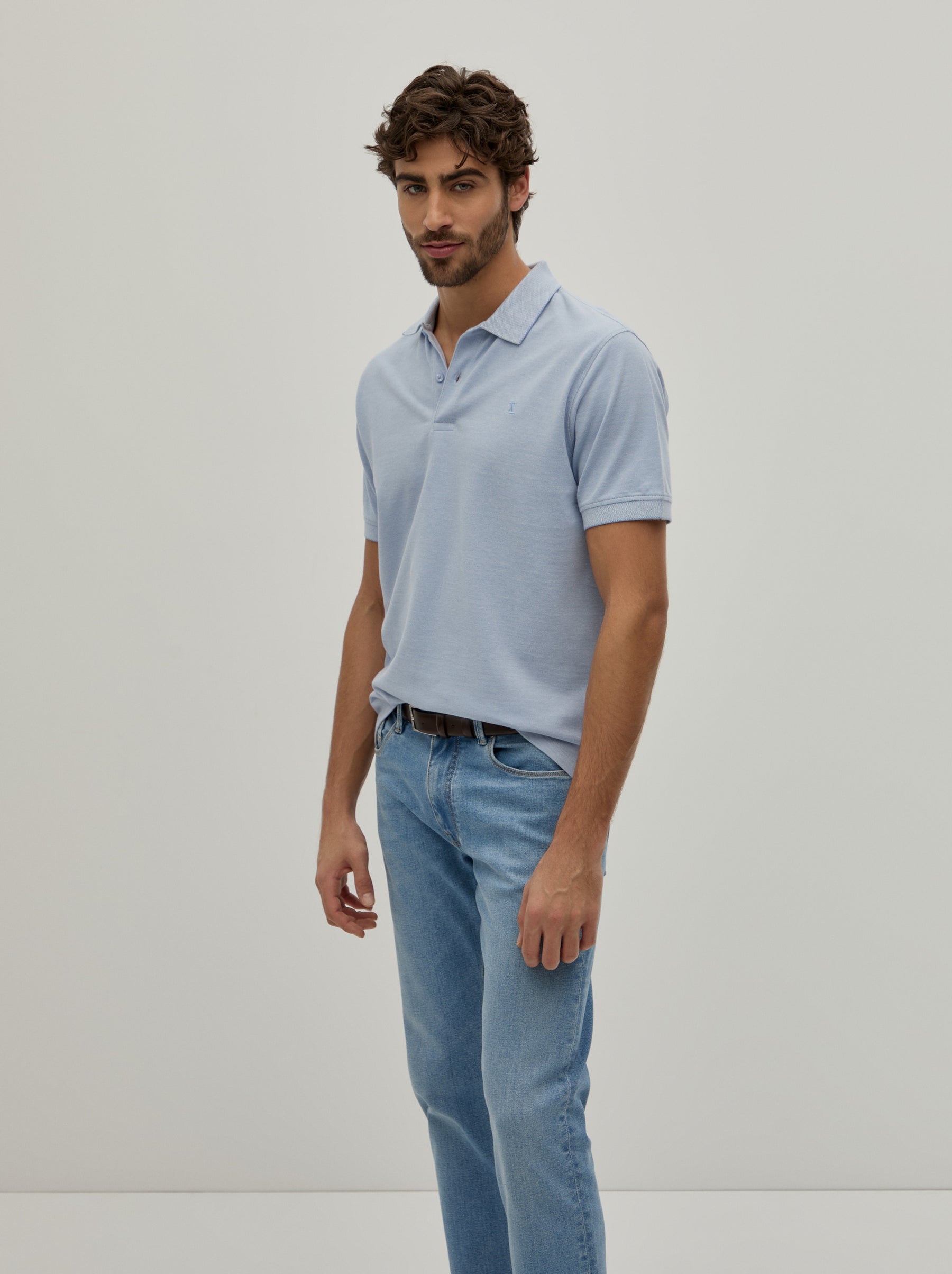 Polo piqué bicolor em algodão