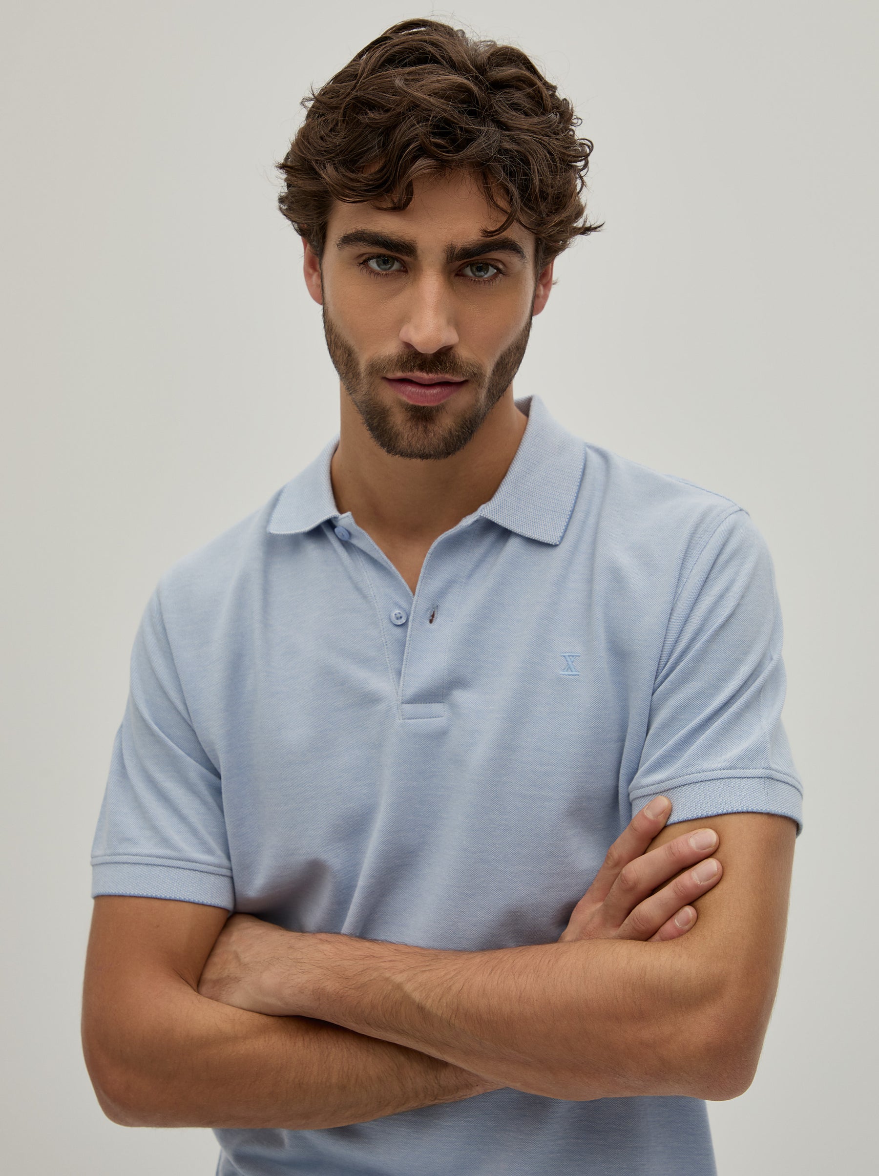 Polo piqué bicolor em algodão