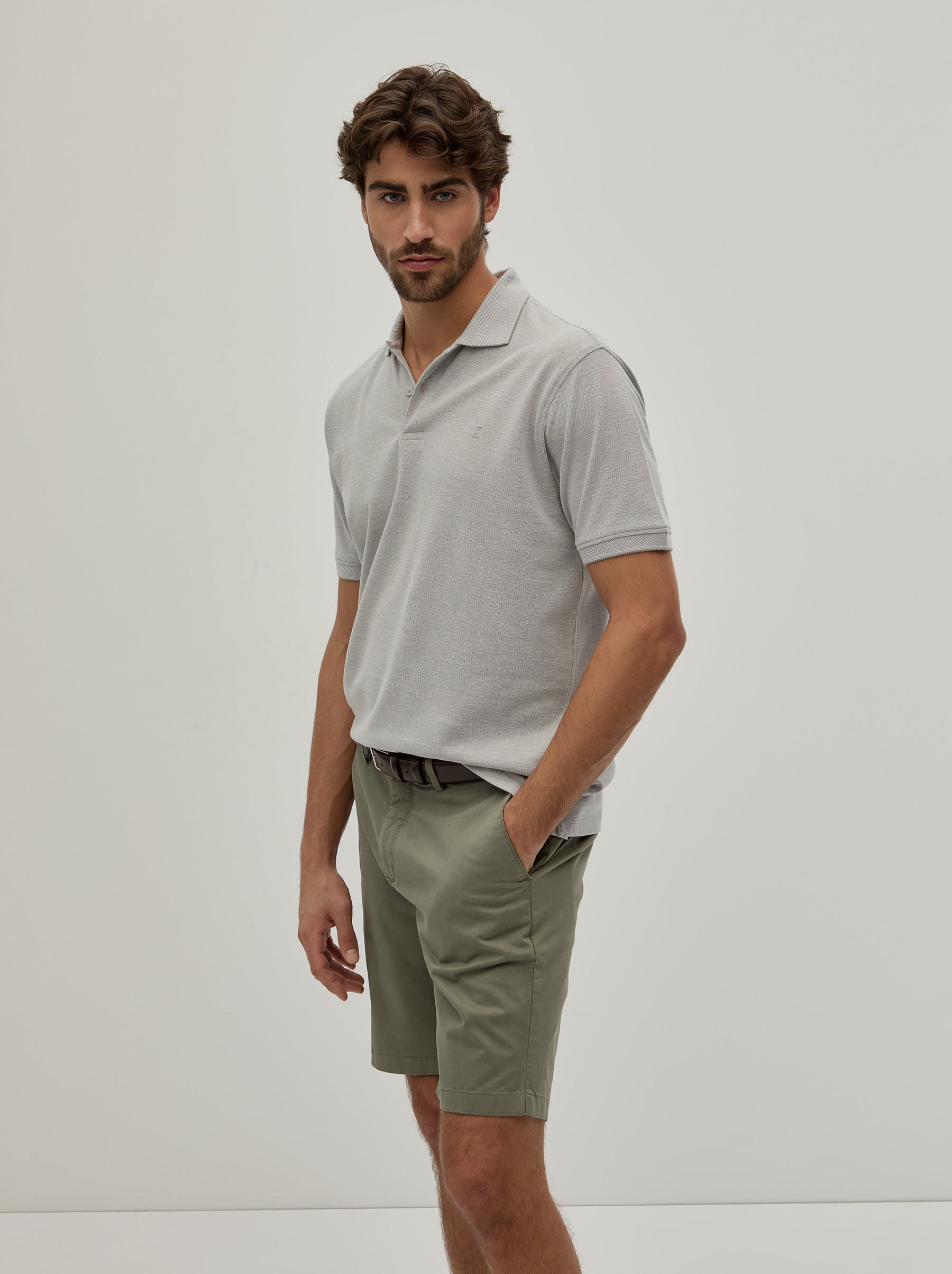 Polo piqué bicolor em algodão