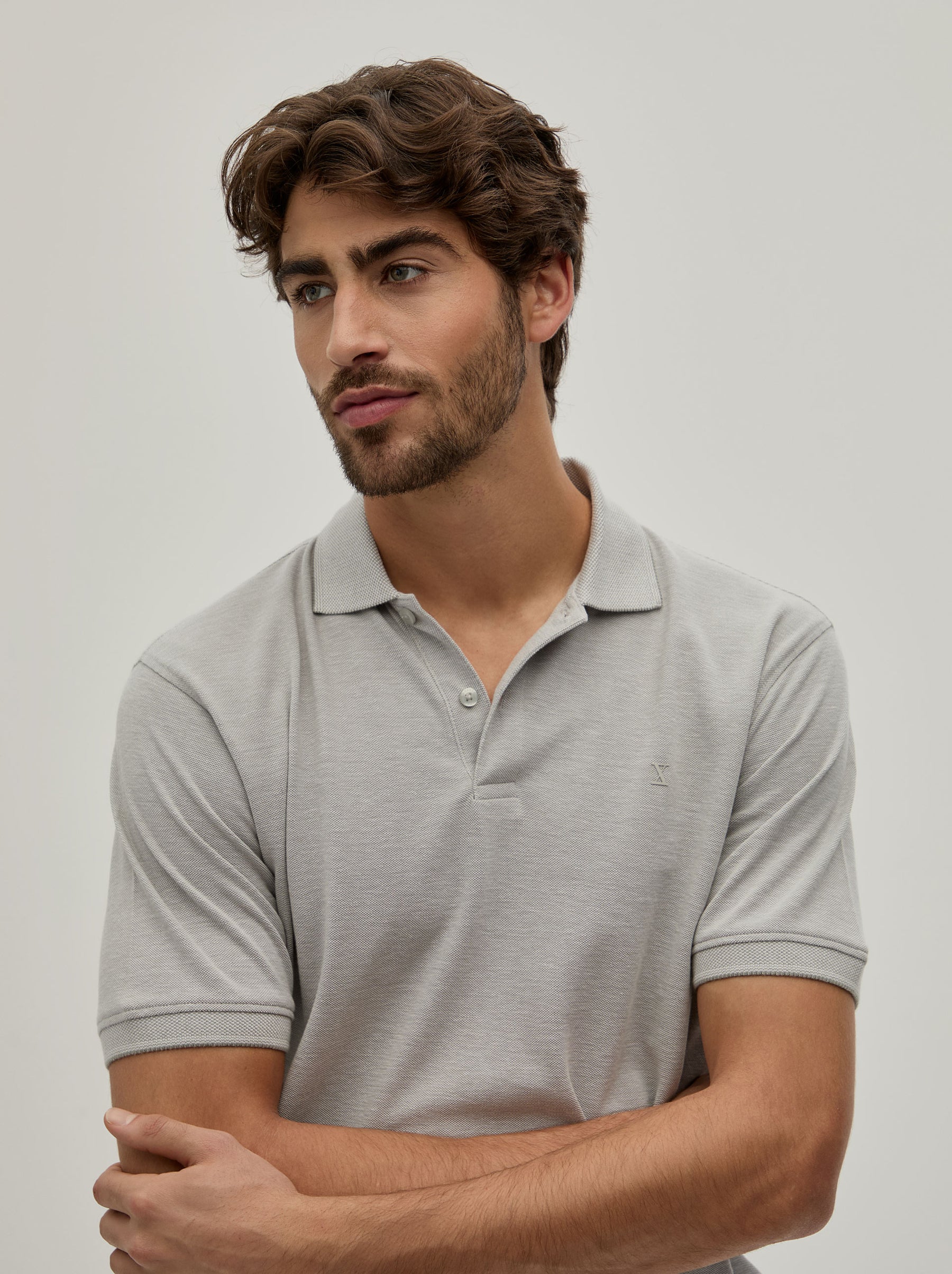 Polo piqué bicolor em algodão