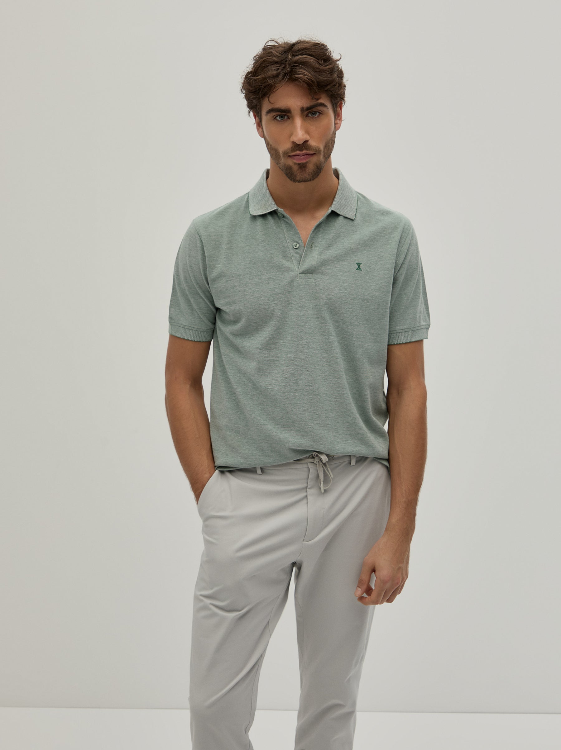 Polo piqué bicolor em algodão