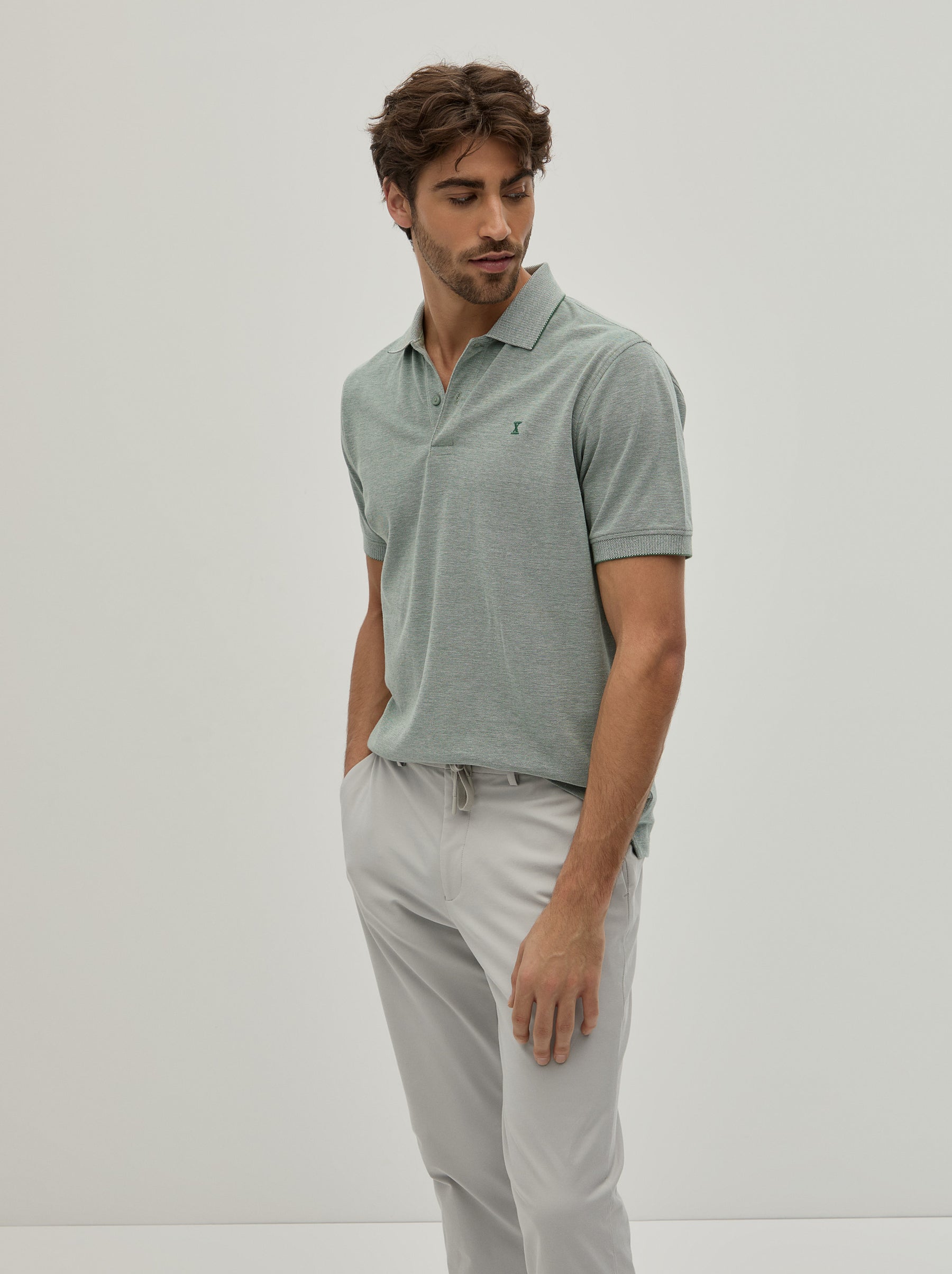 Polo piqué bicolor em algodão