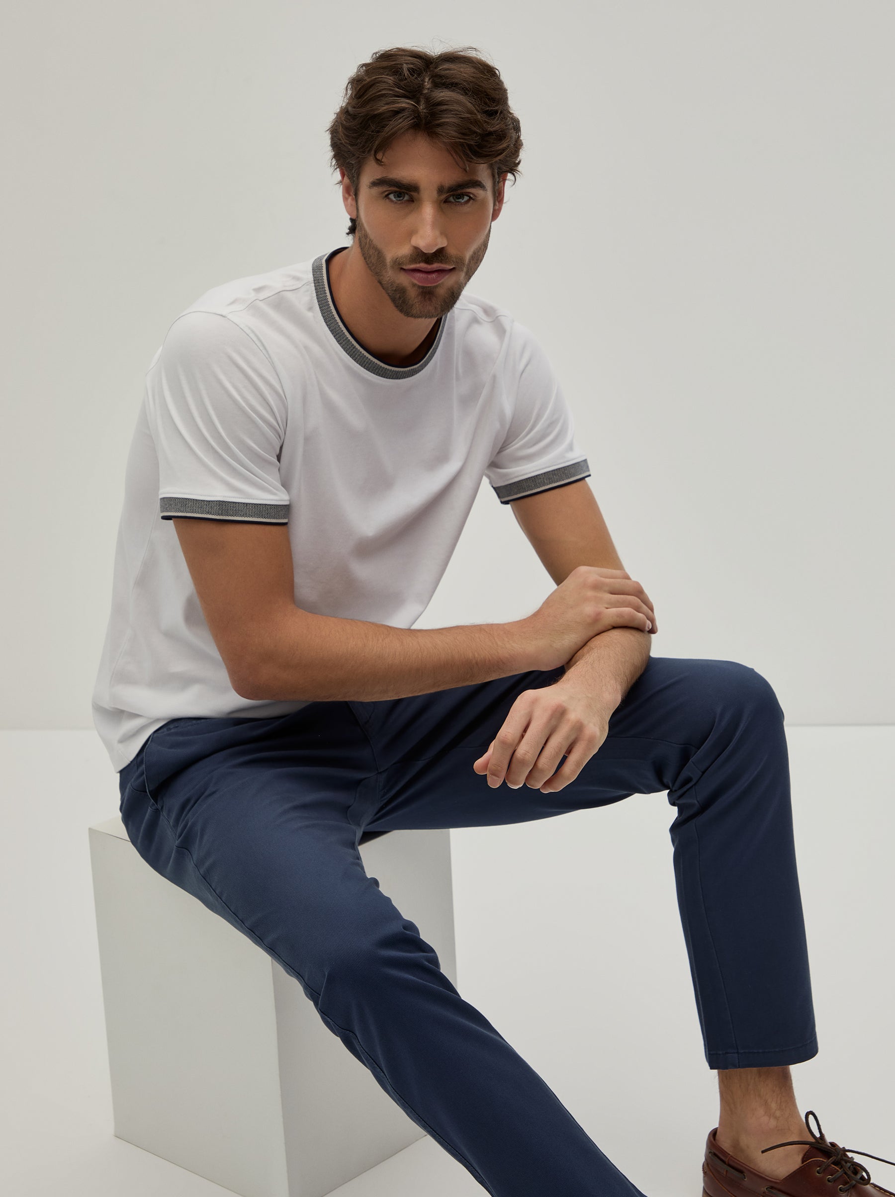 T-shirt de algodão com contraste