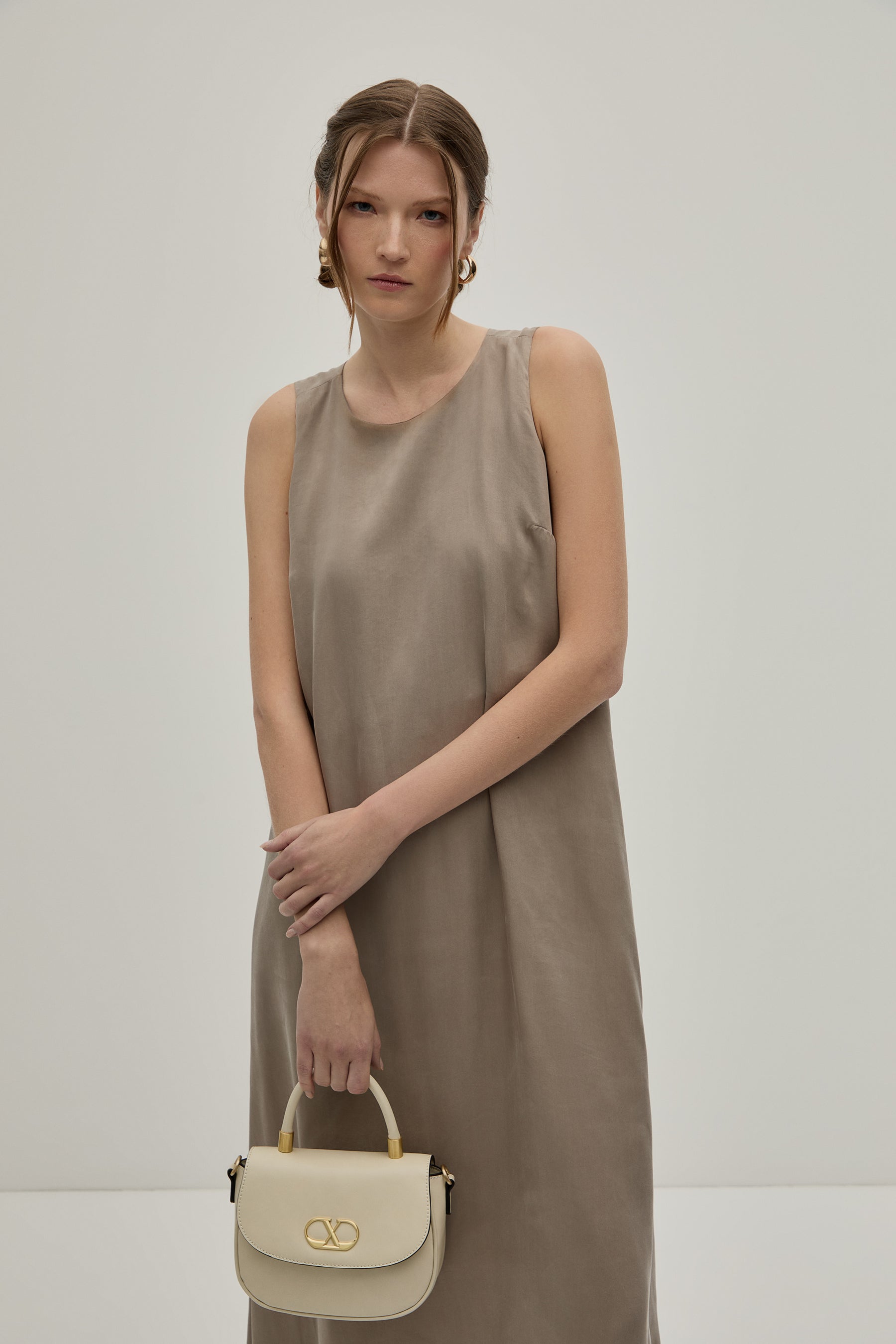 Vestido midi mistura de liocel