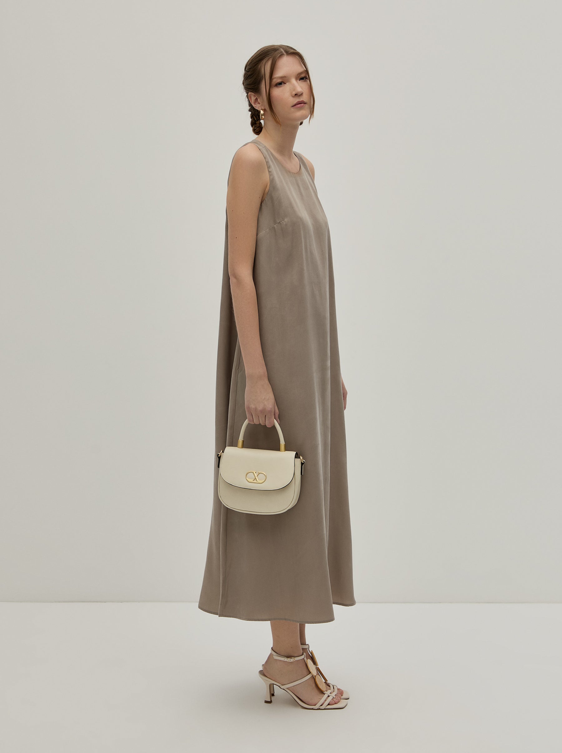 Vestido midi mistura de liocel