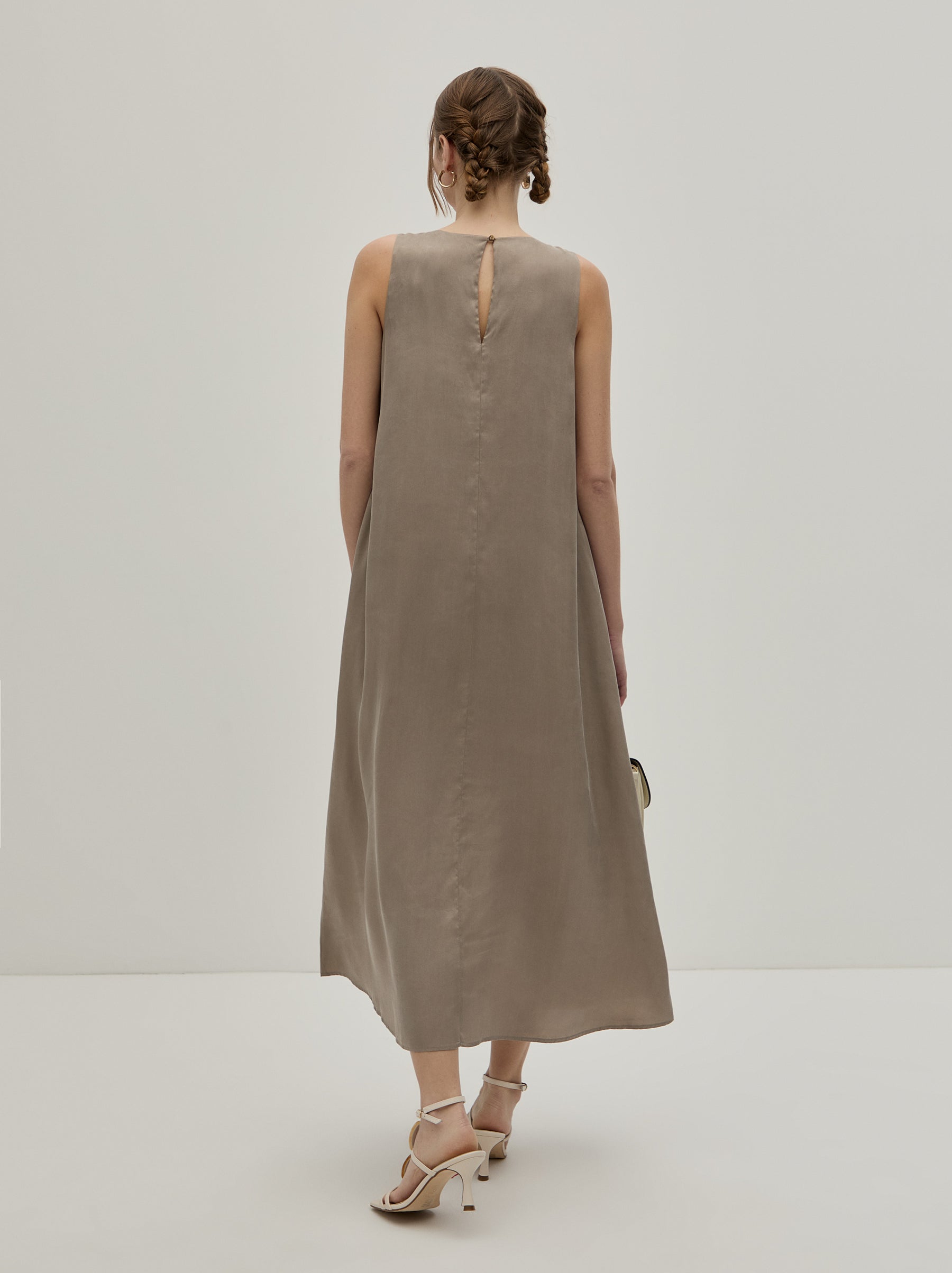 Vestido midi mistura de liocel