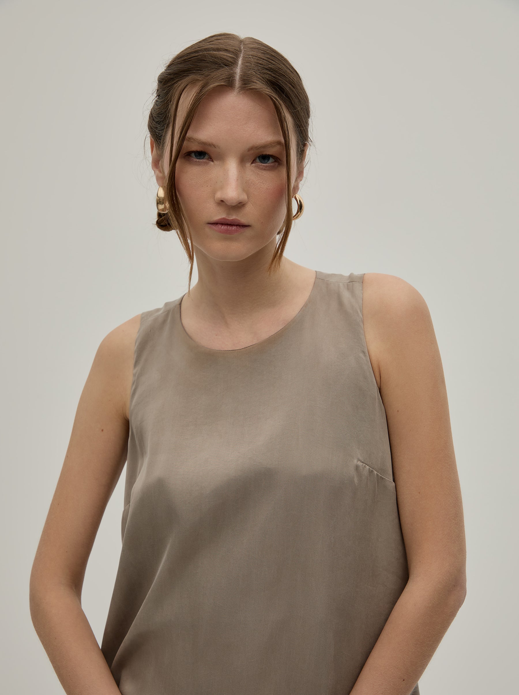 Vestido midi mistura de liocel