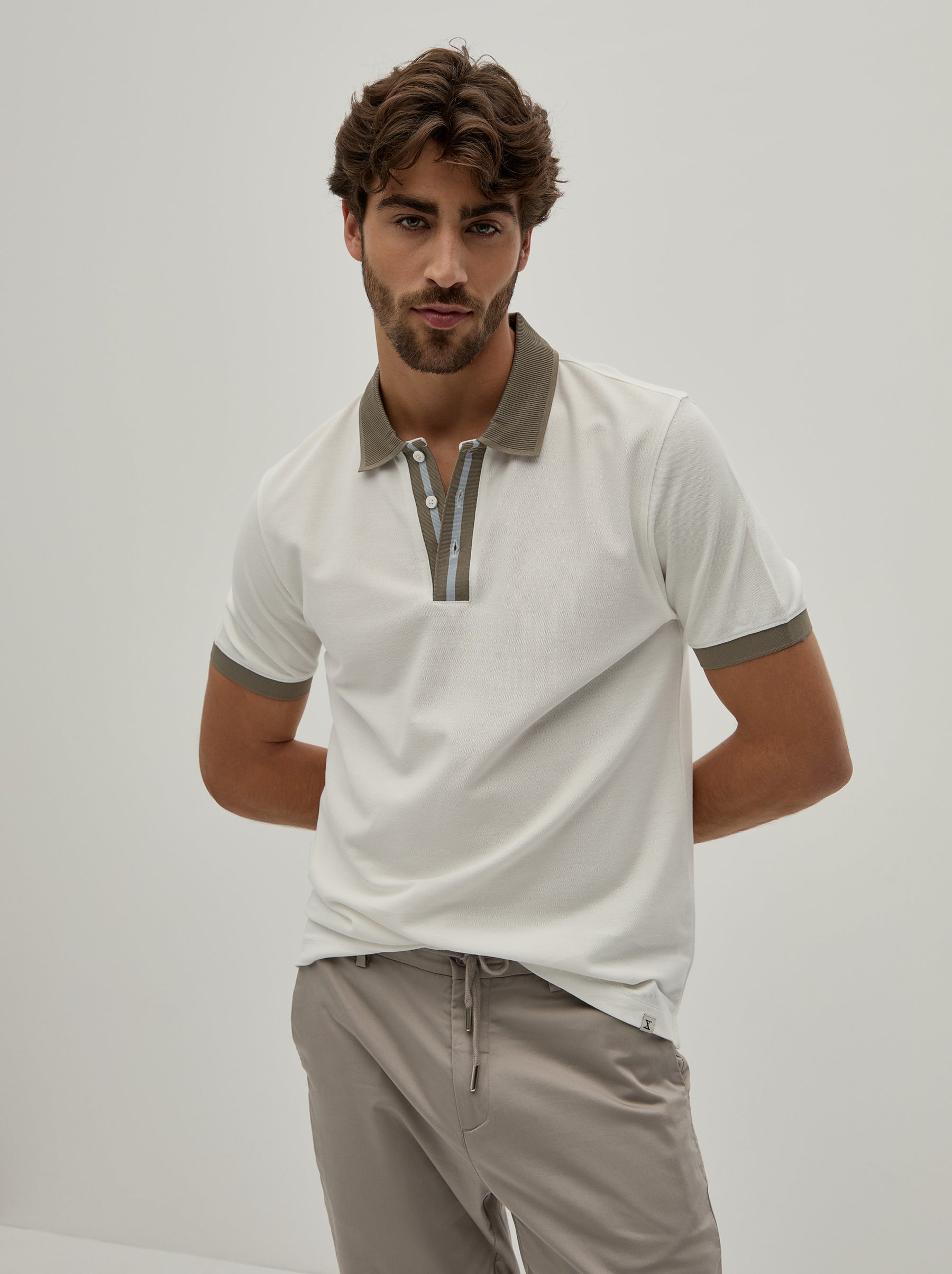 Polo piqué bicolor slim fit
