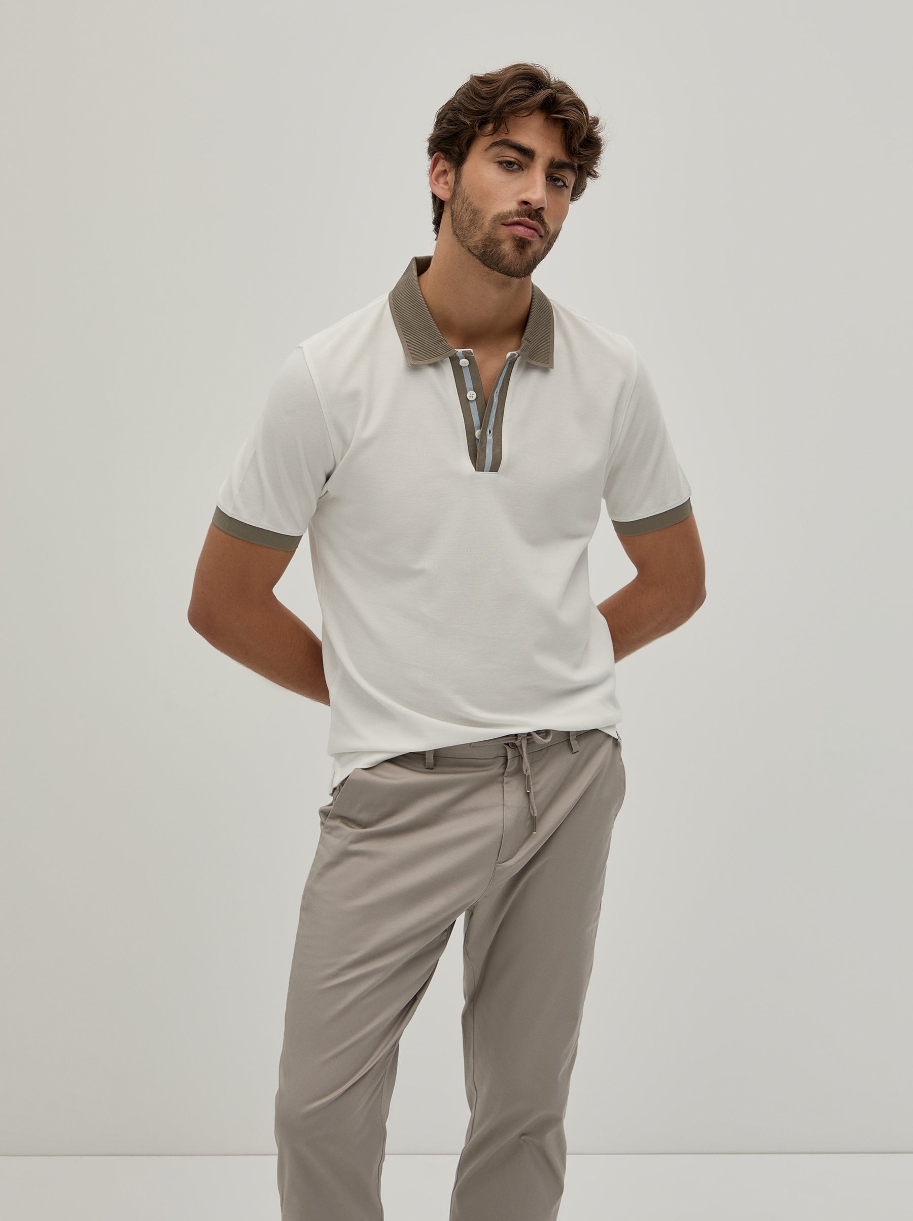 Polo piqué bicolor slim fit