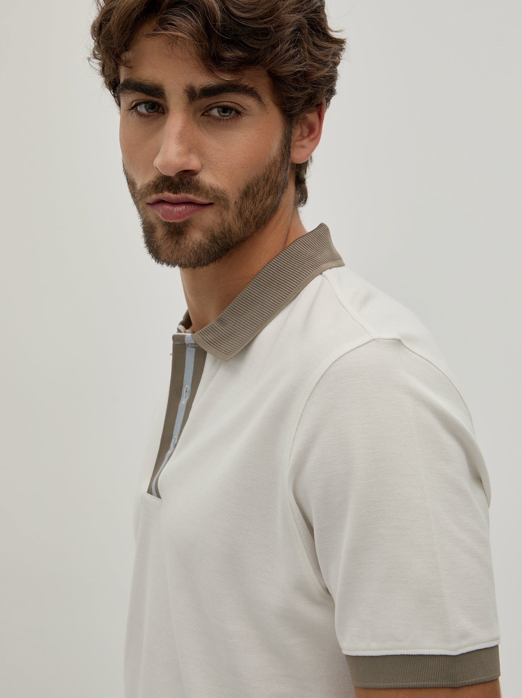 Polo piqué bicolor slim fit