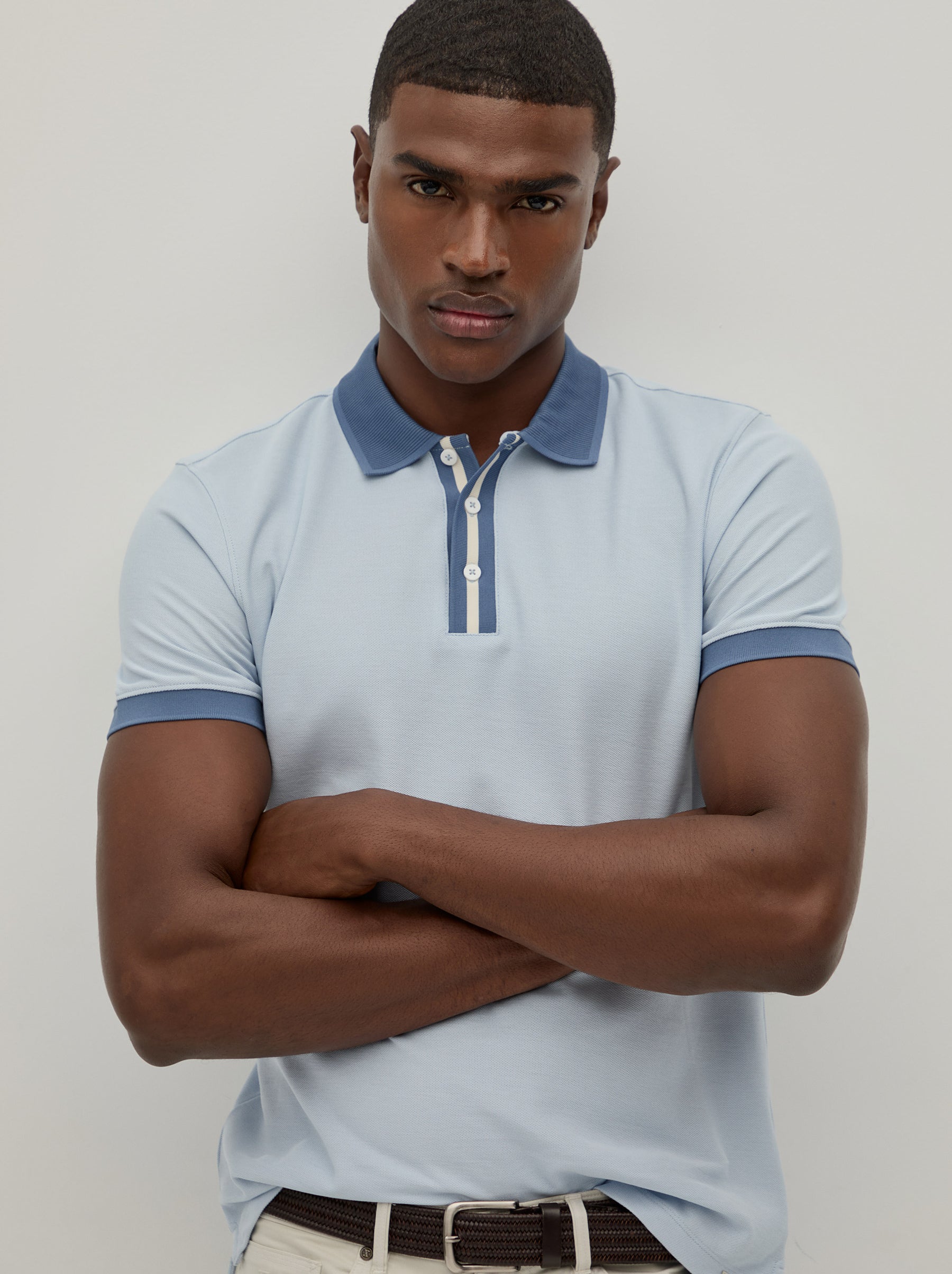 Polo piqué bicolor slim fit