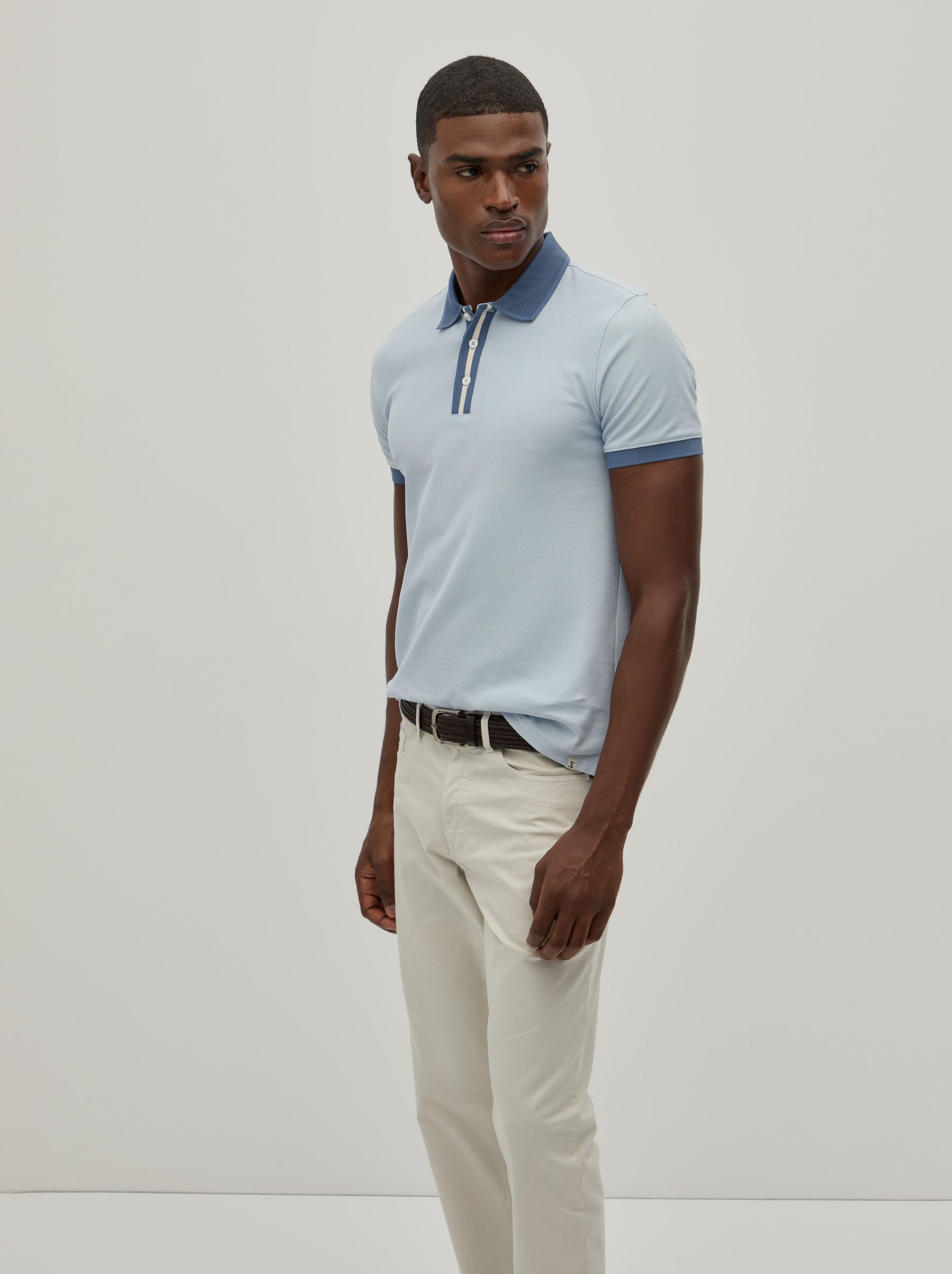 Polo piqué bicolor slim fit