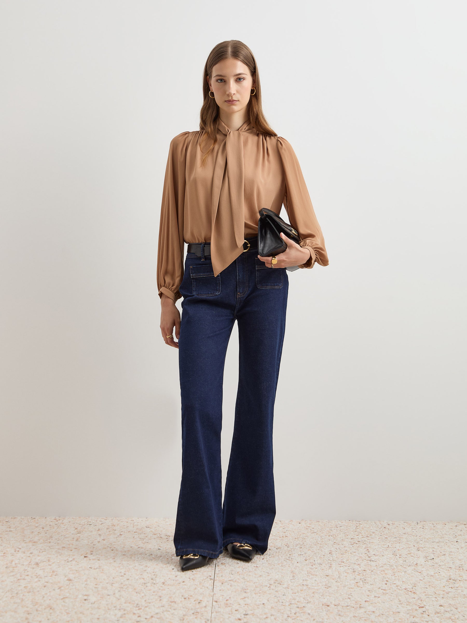 Calças denim wide leg