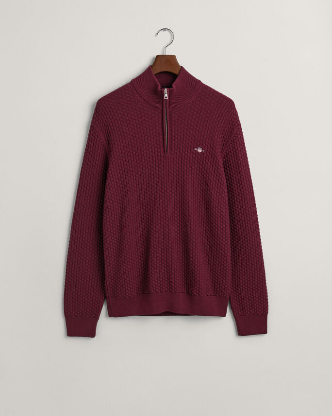 Sweatshirt com meio fecho em algodão Textured