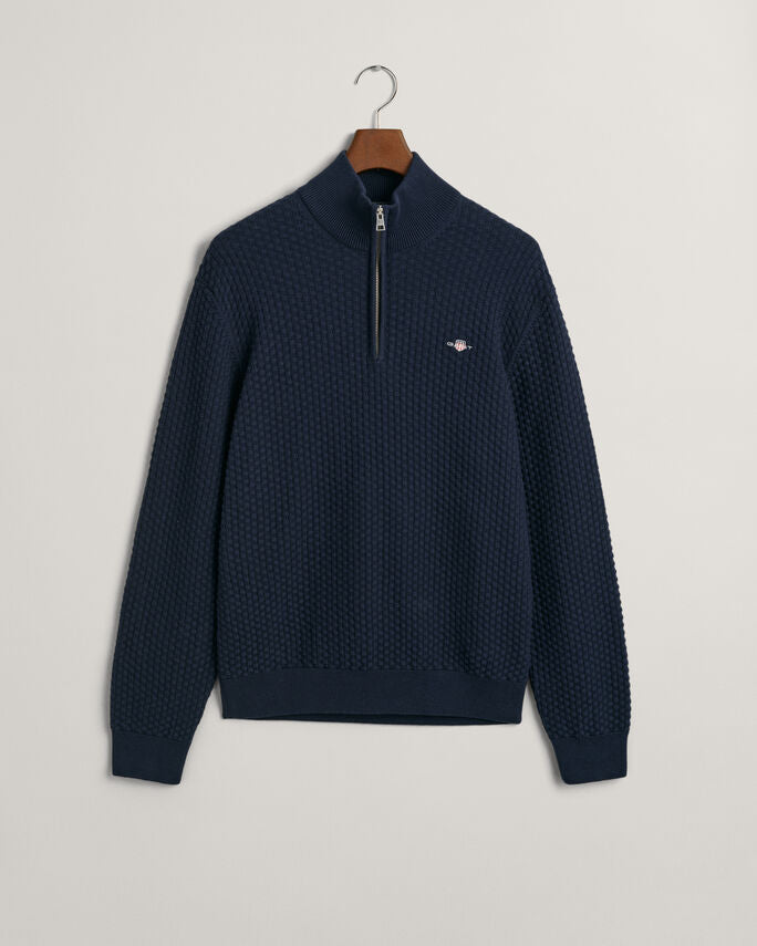 Sweatshirt com meio fecho em algodão Textured
